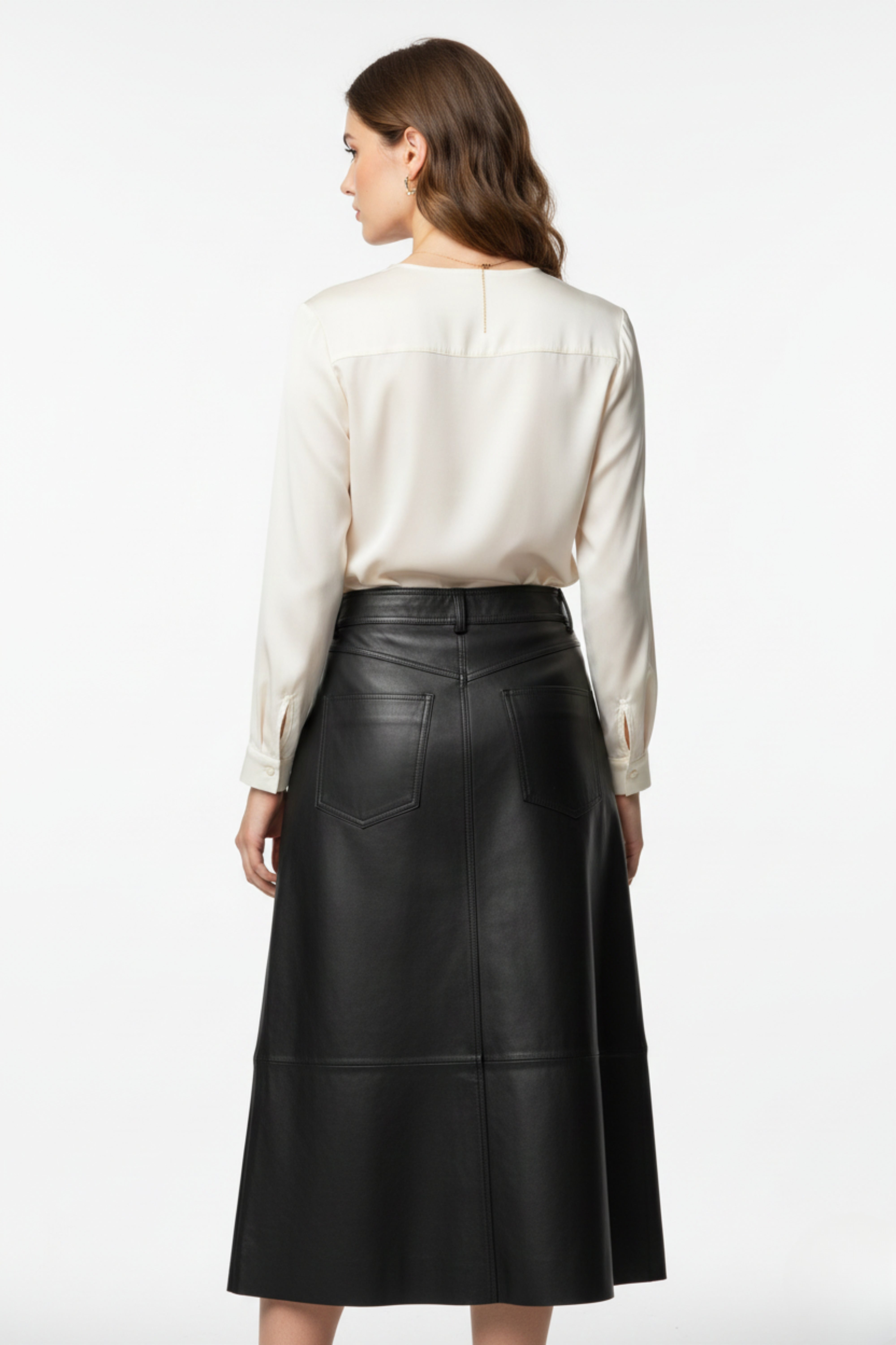 The Vellara Noir A-Line Leather Skirt