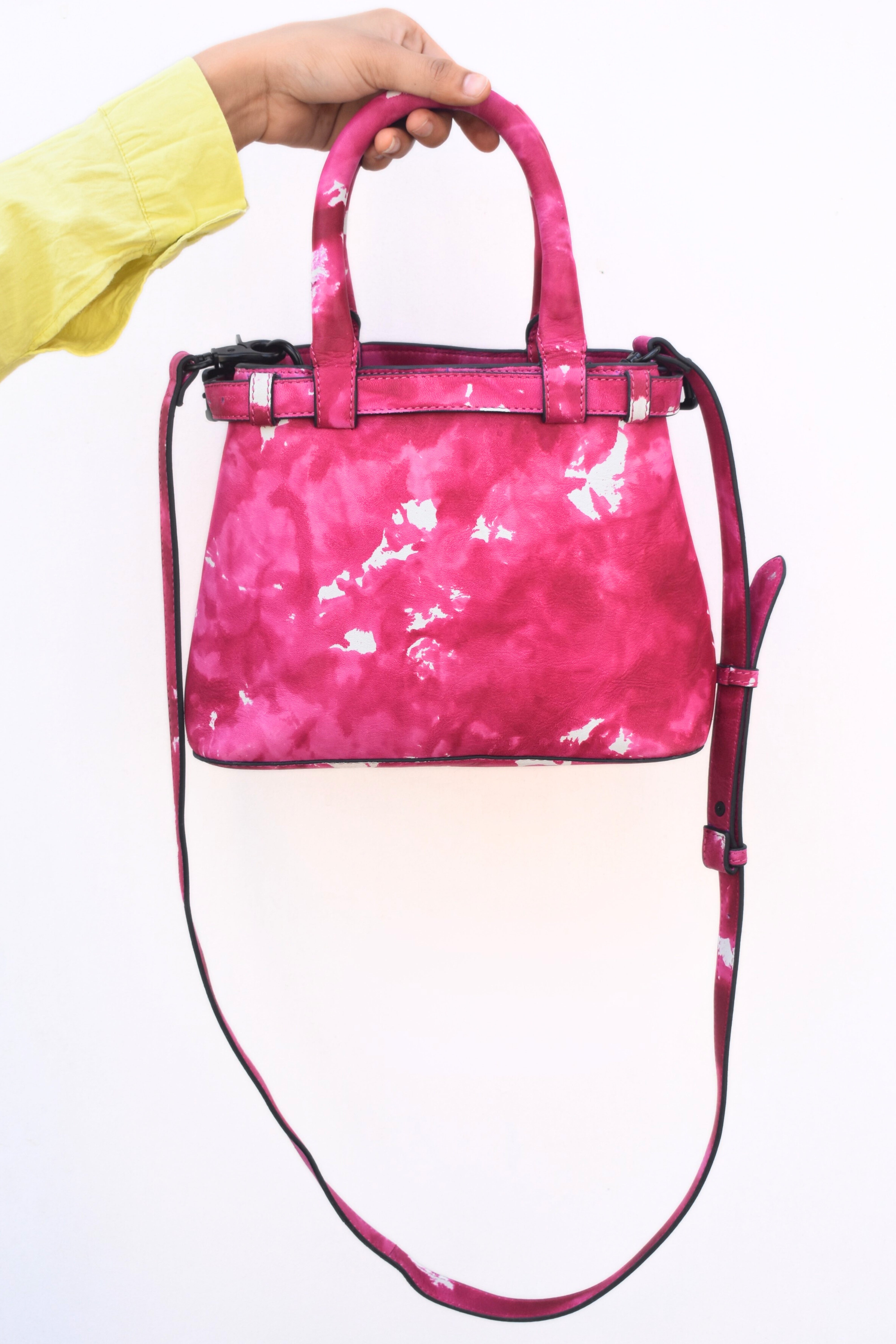 Handcrafted Pink Tie-Dye Leather Handbag