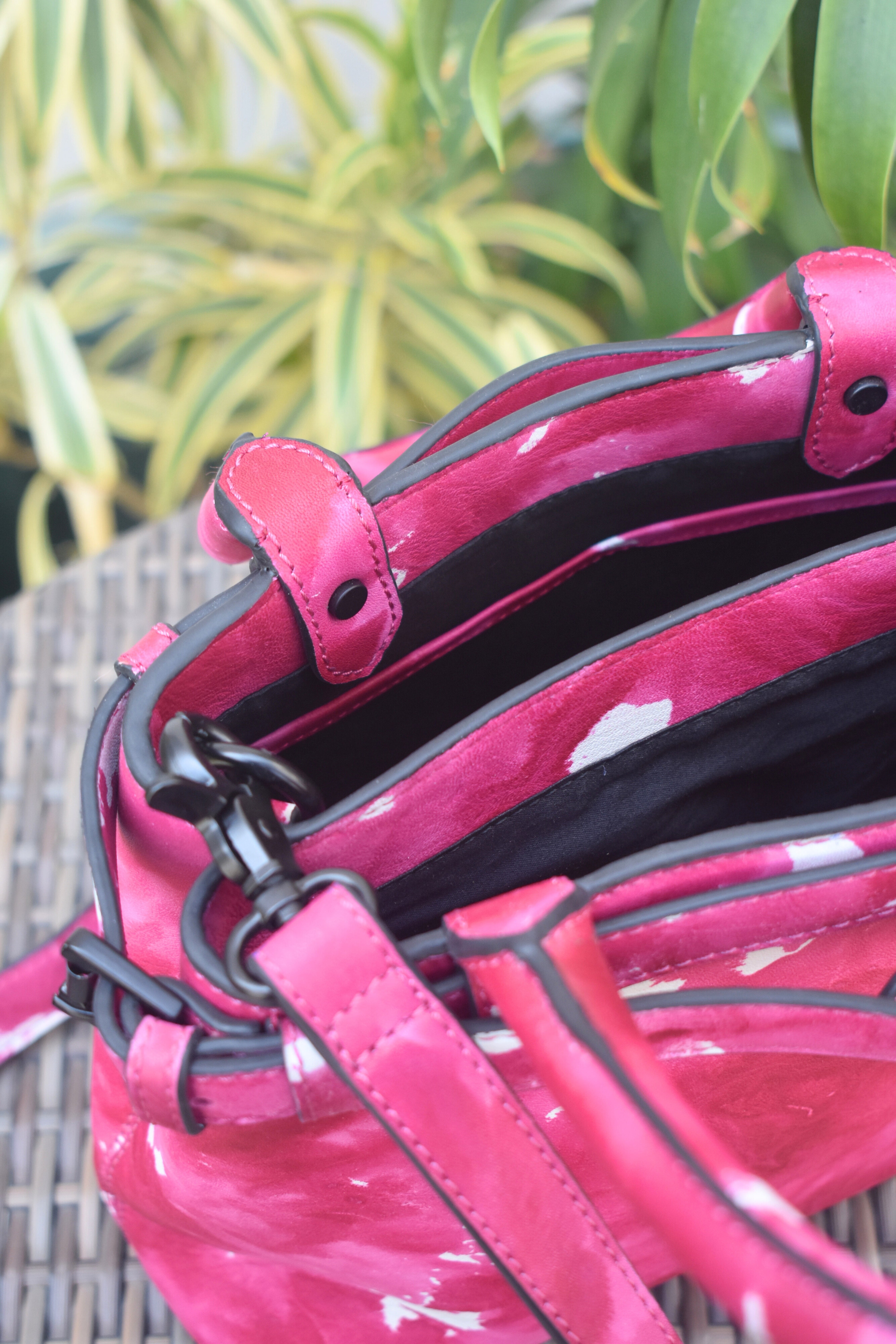 Handcrafted Pink Tie-Dye Leather Handbag