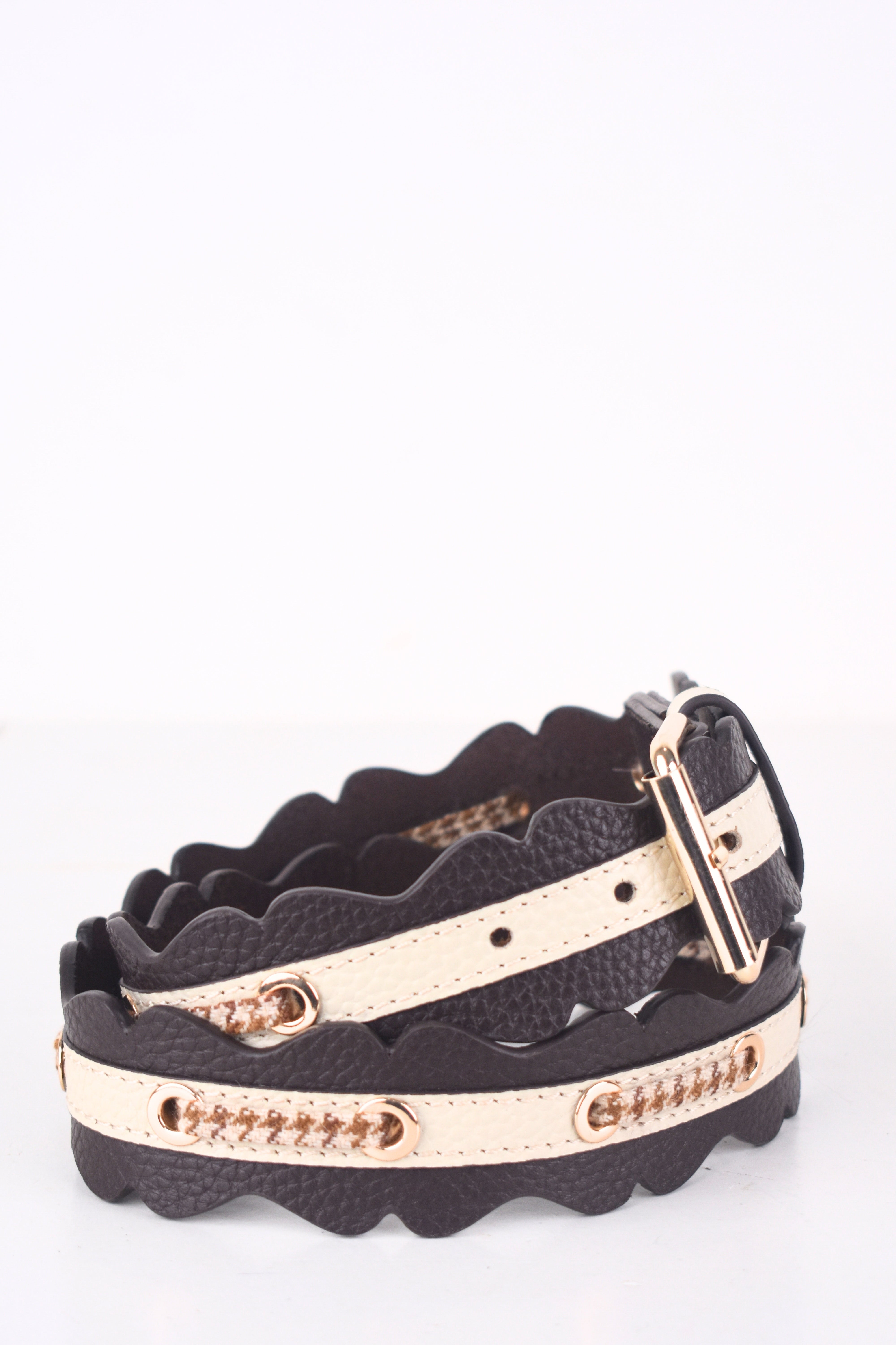 Vintage Scallop-Edge Leather Belt