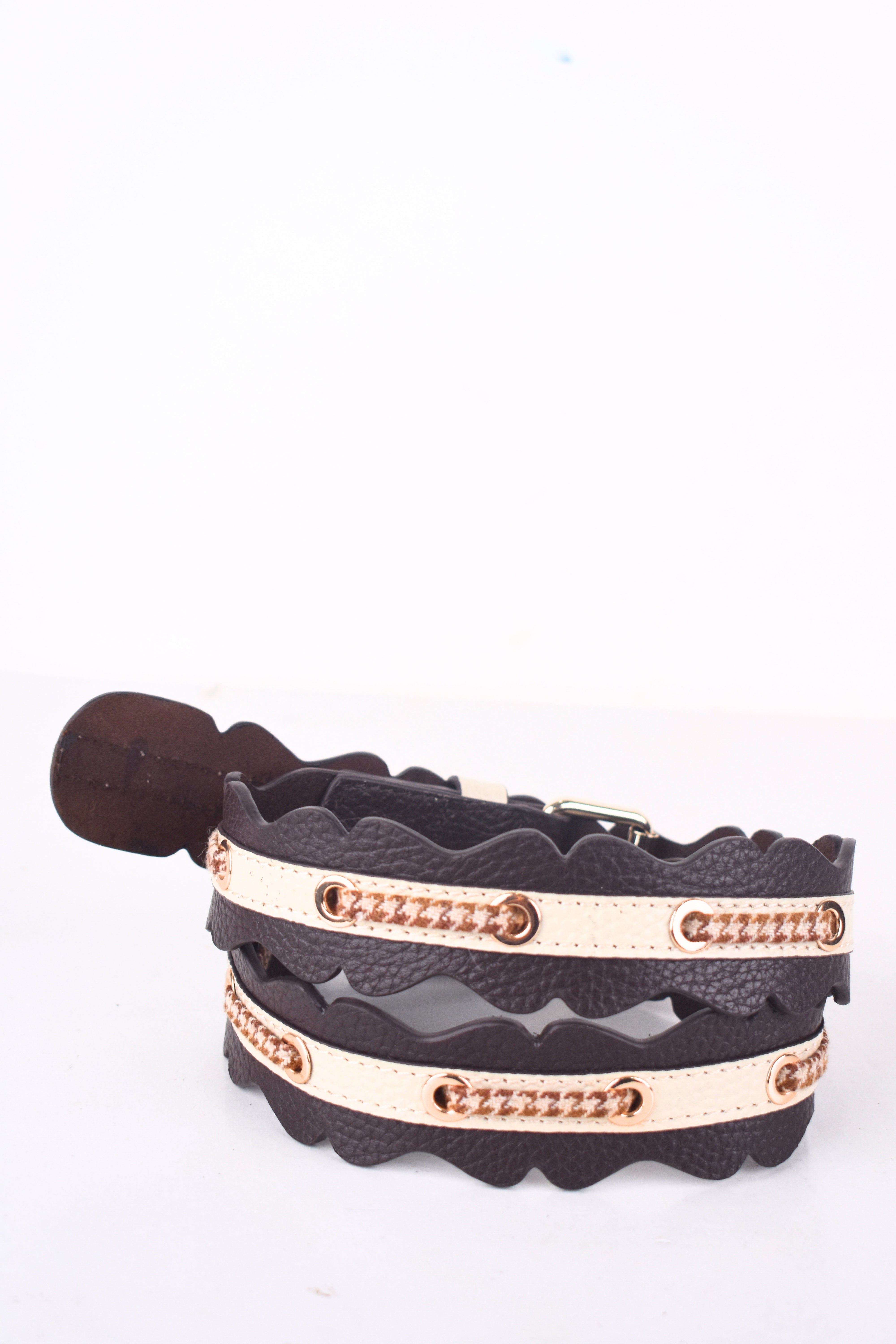 Vintage Scallop-Edge Leather Belt