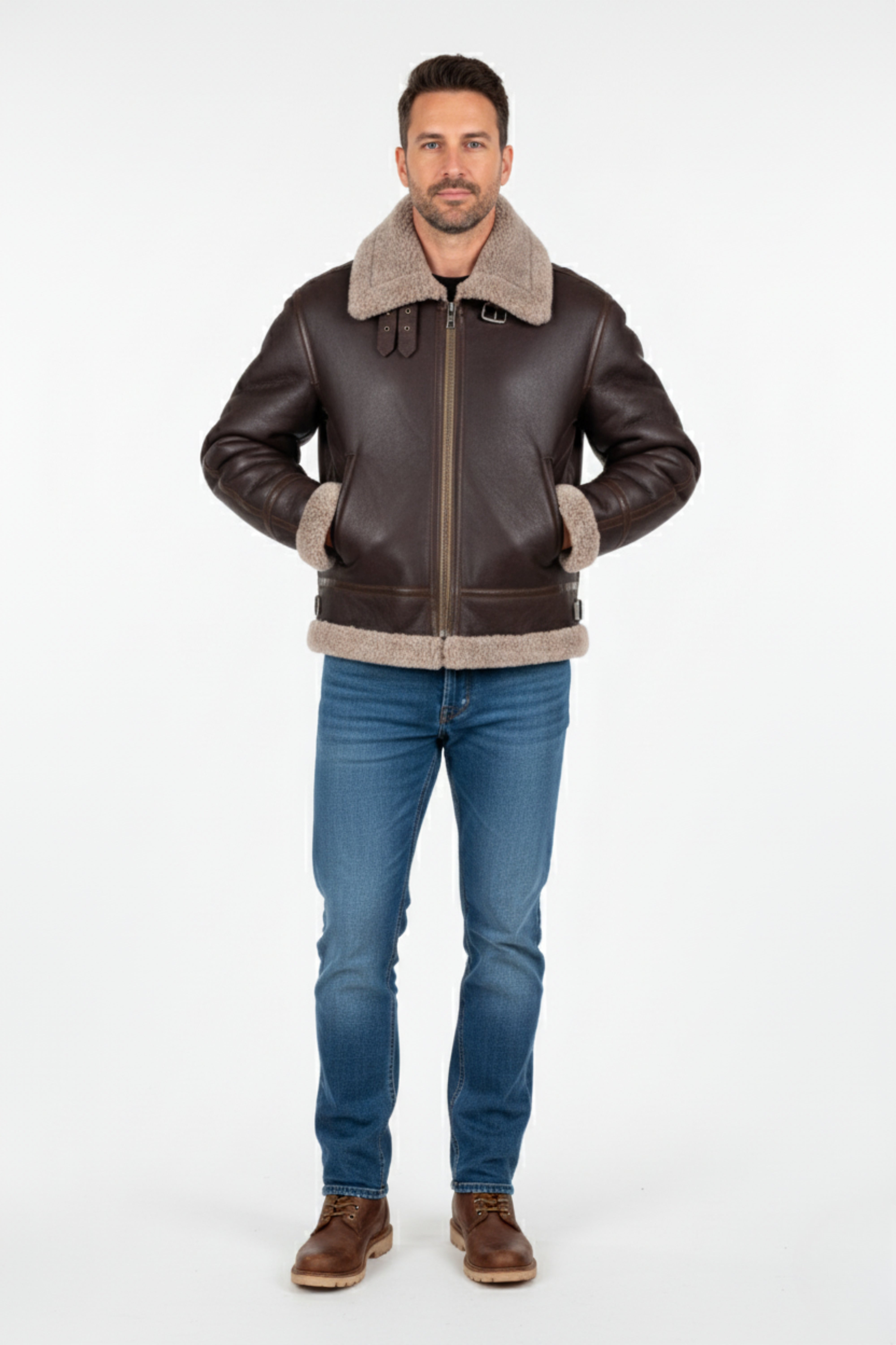 The Kodiak Stone Shearling Aviator Jacket