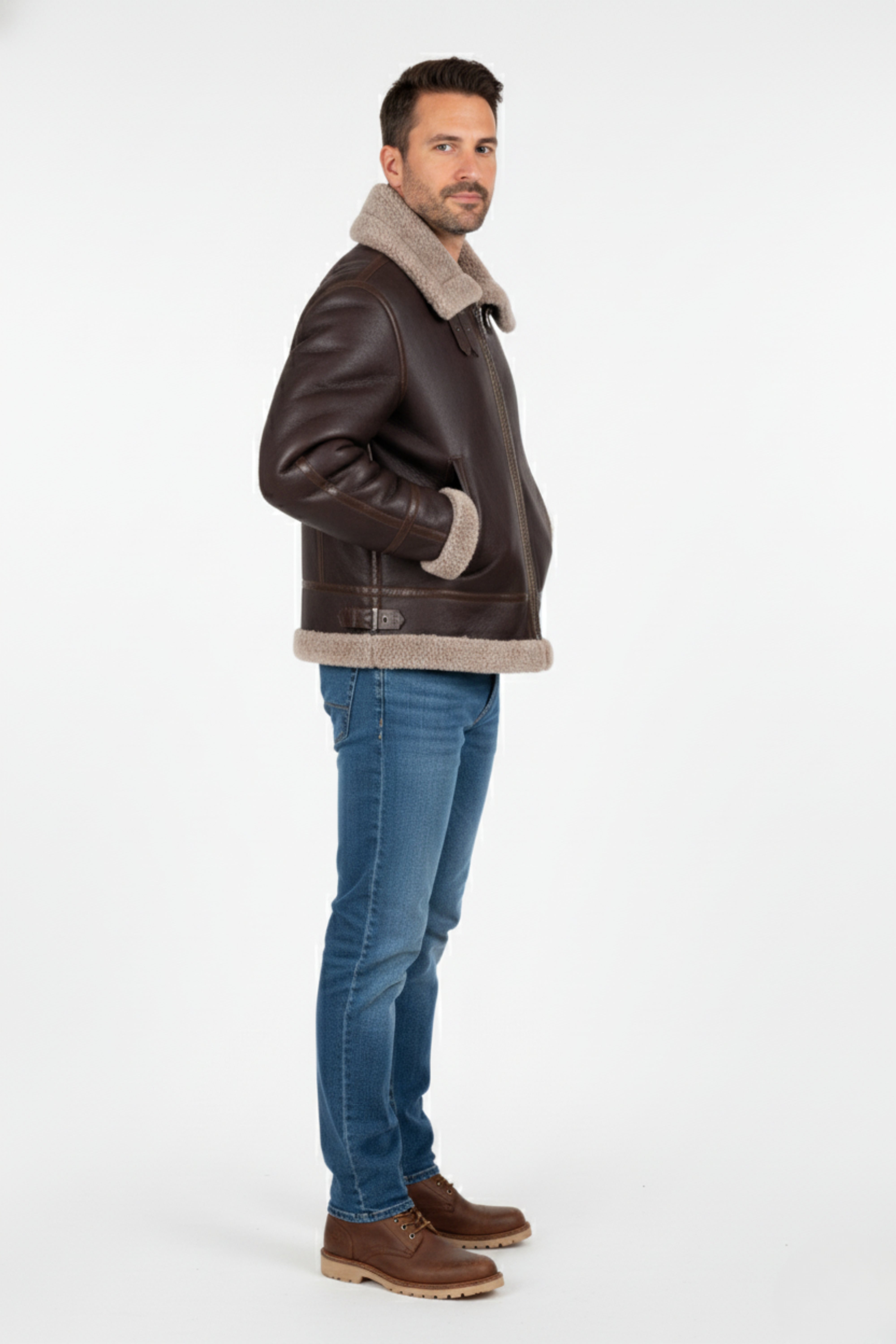 The Kodiak Stone Shearling Aviator Jacket