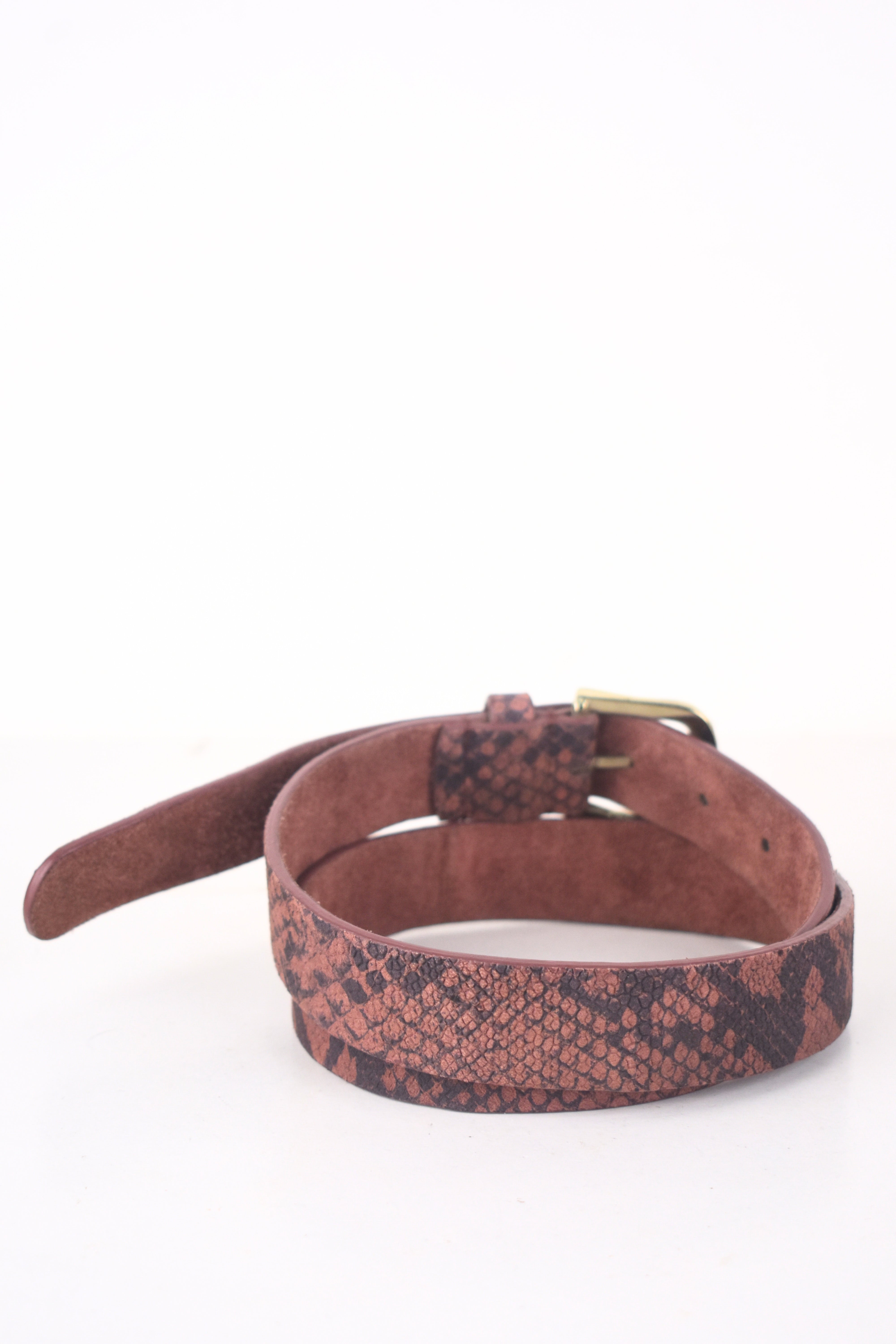 Python Textured Slim Leather Belt