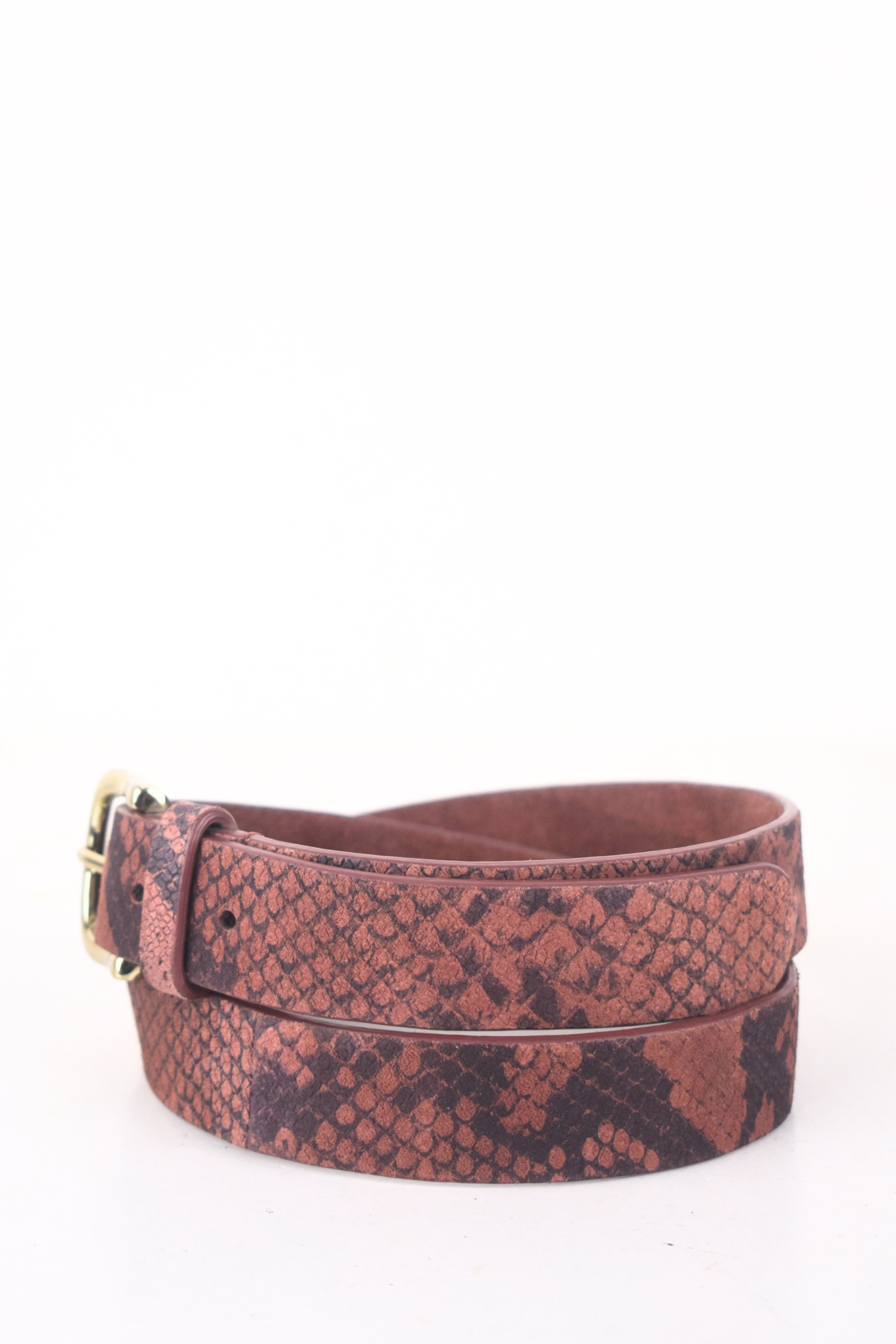 Python Textured Slim Leather Belt