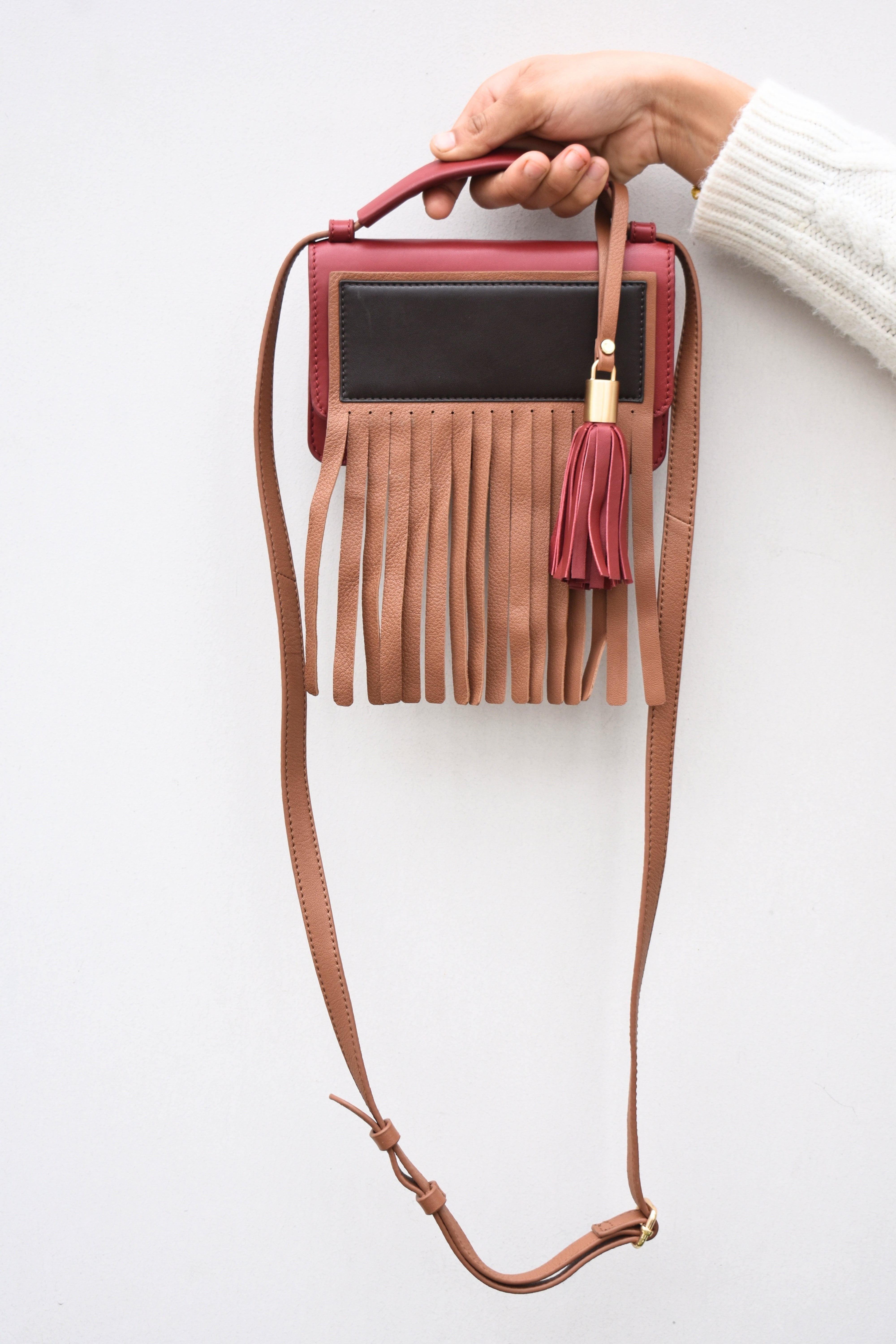 Leather Fringe Crossbody Bag
