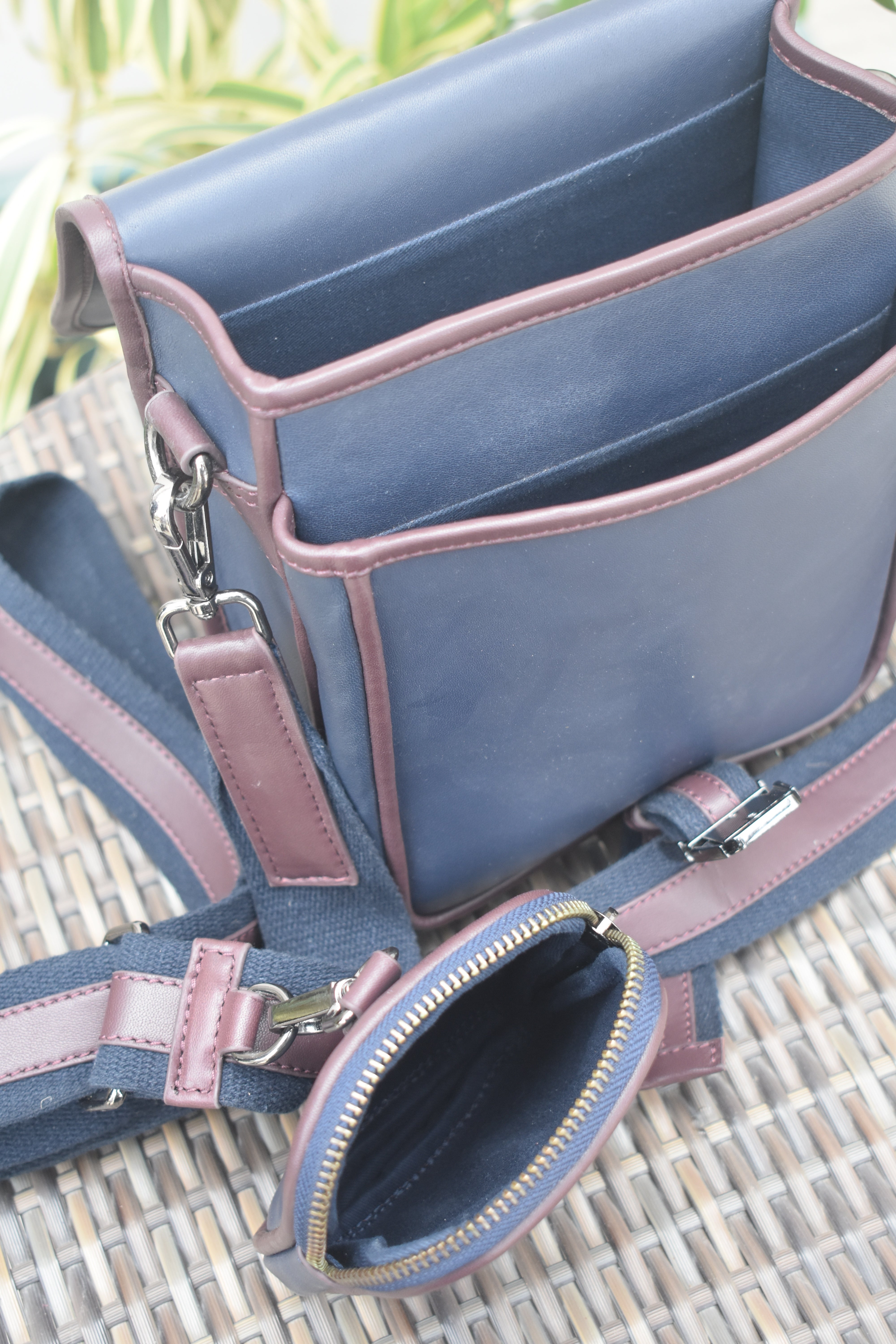 Premium Leather Messenger Bag with Mini Pouch