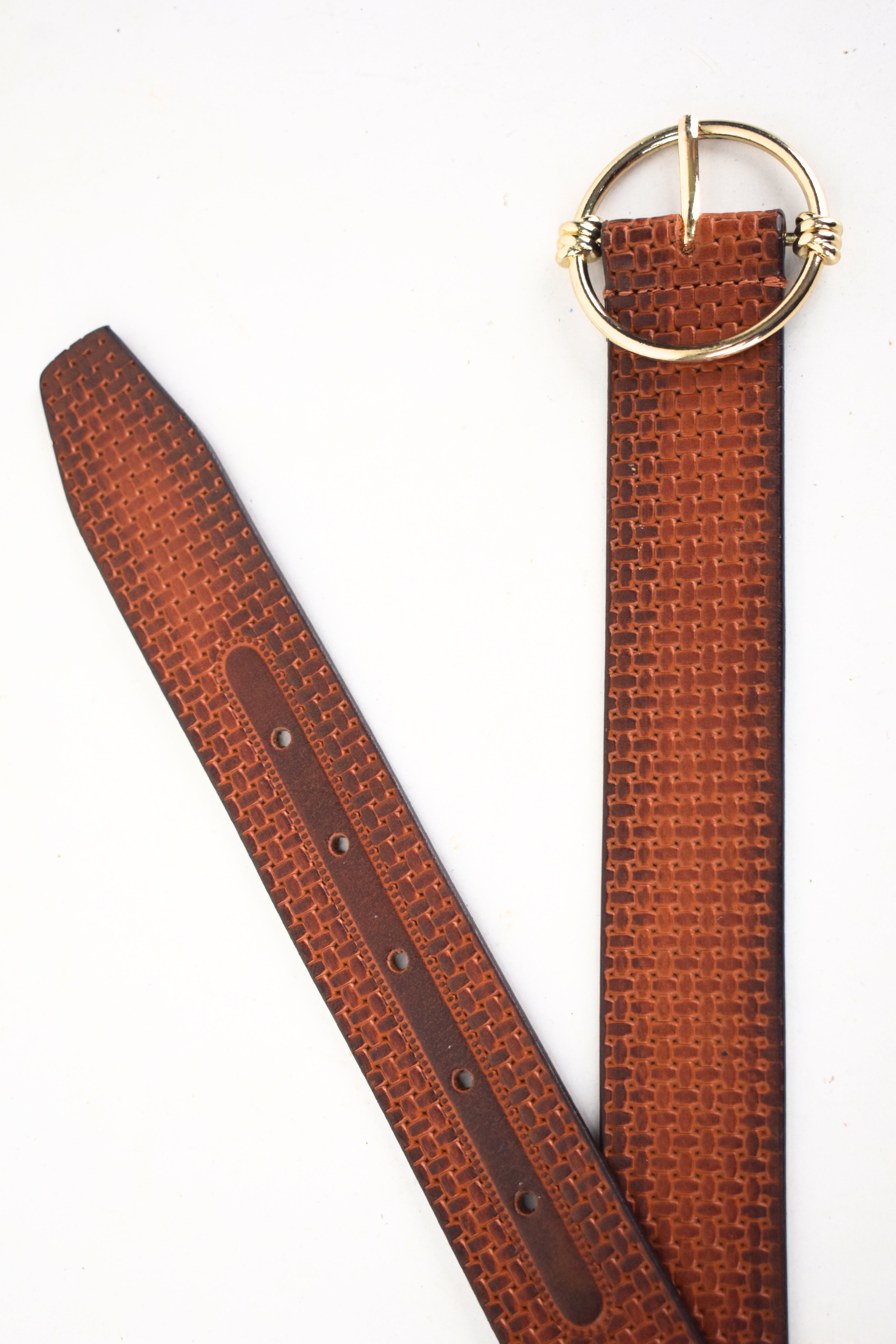 Vintage Basketweave Leather Belt