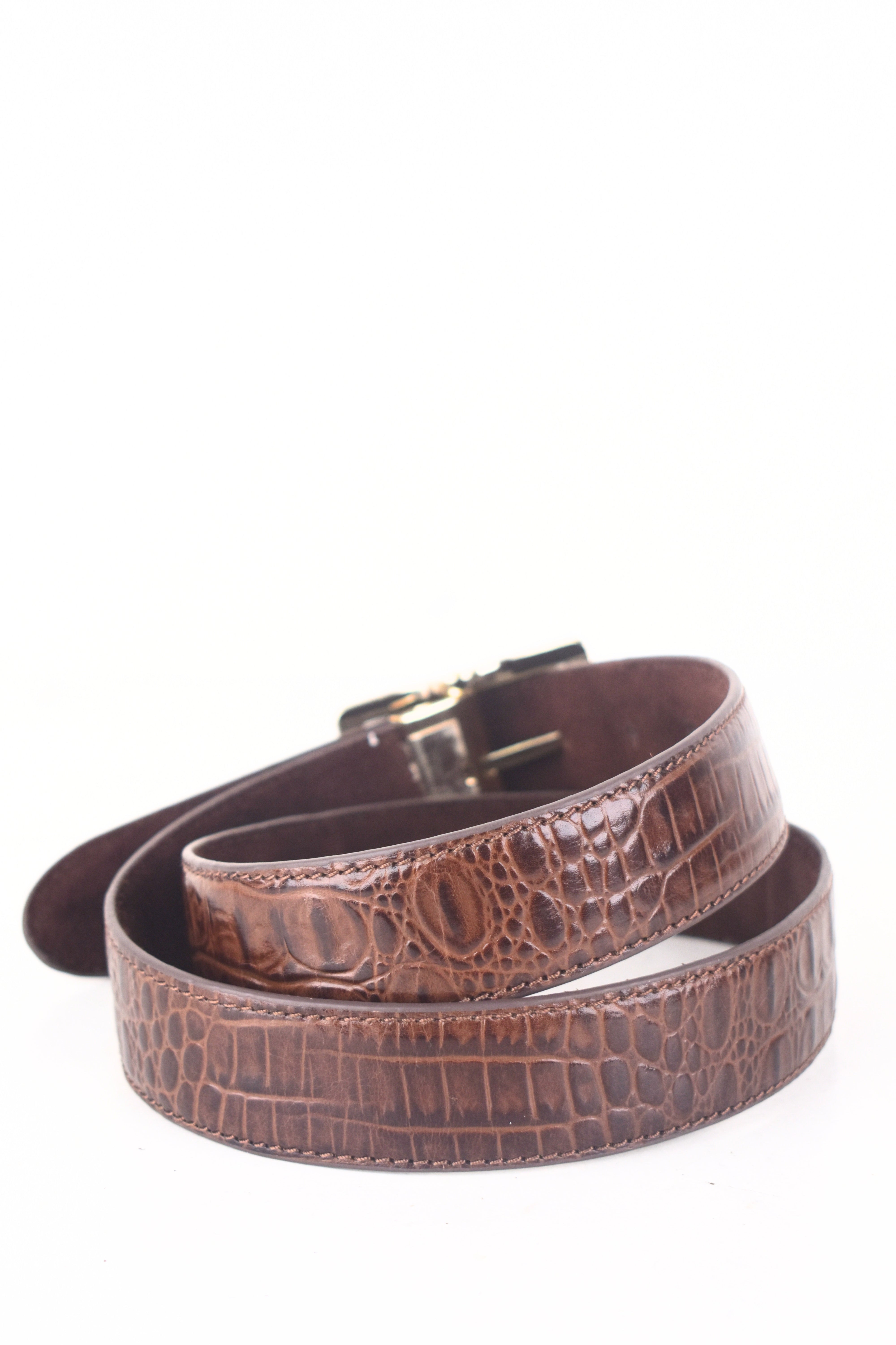 Regal Oak Croc-Embossed Leather Belt