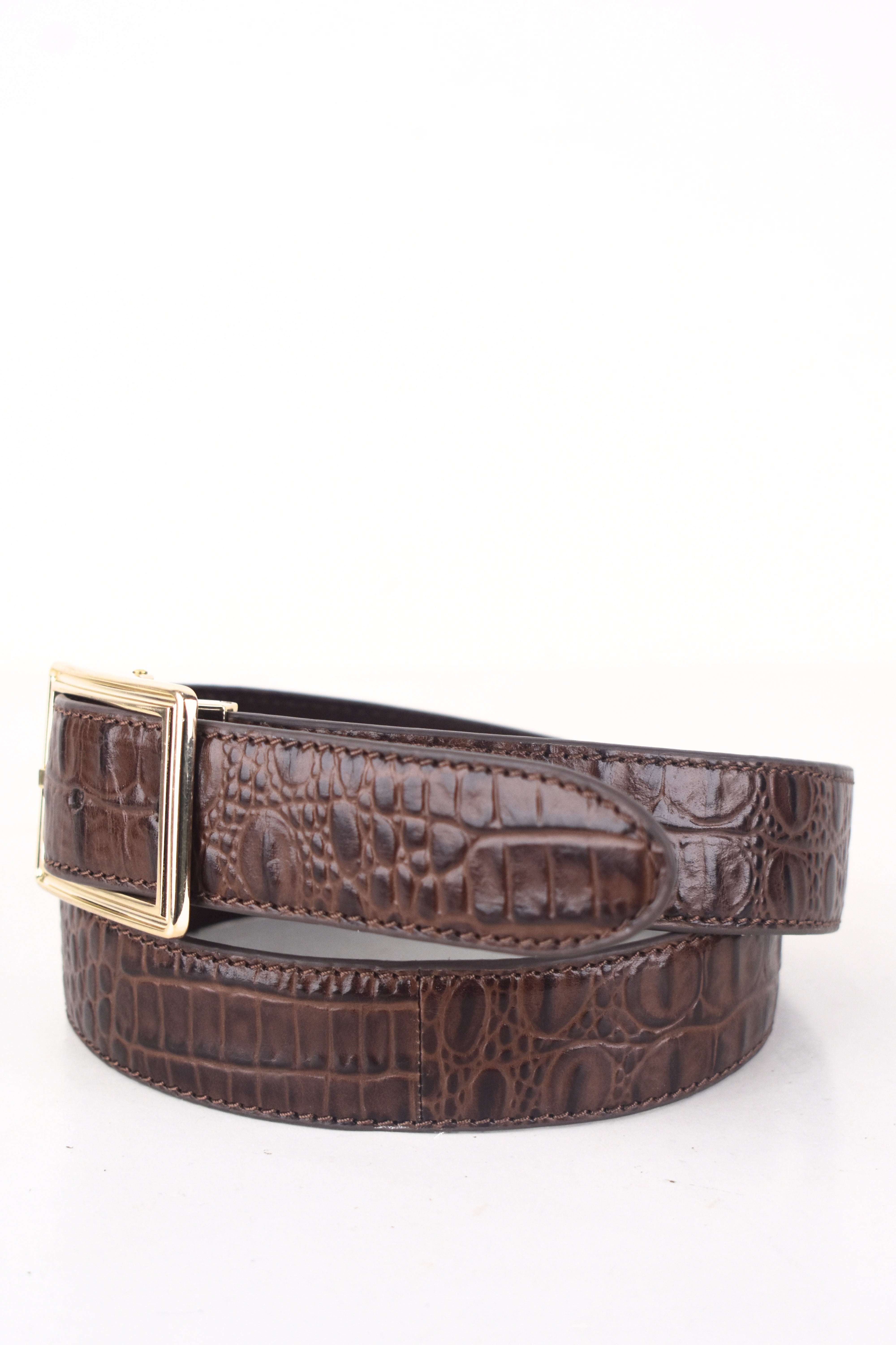 Regal Oak Croc-Embossed Leather Belt