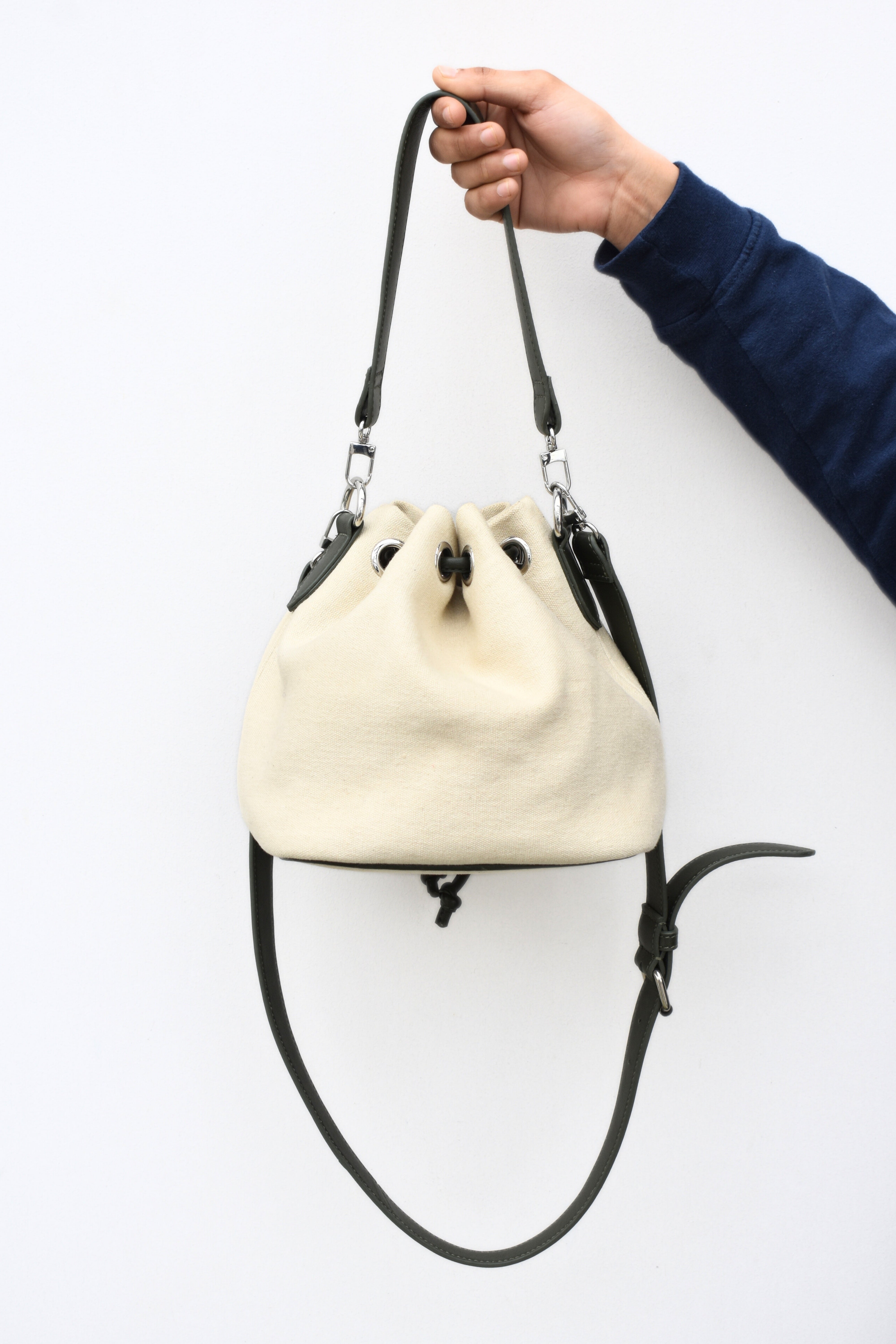Drawstring Leather Handbag