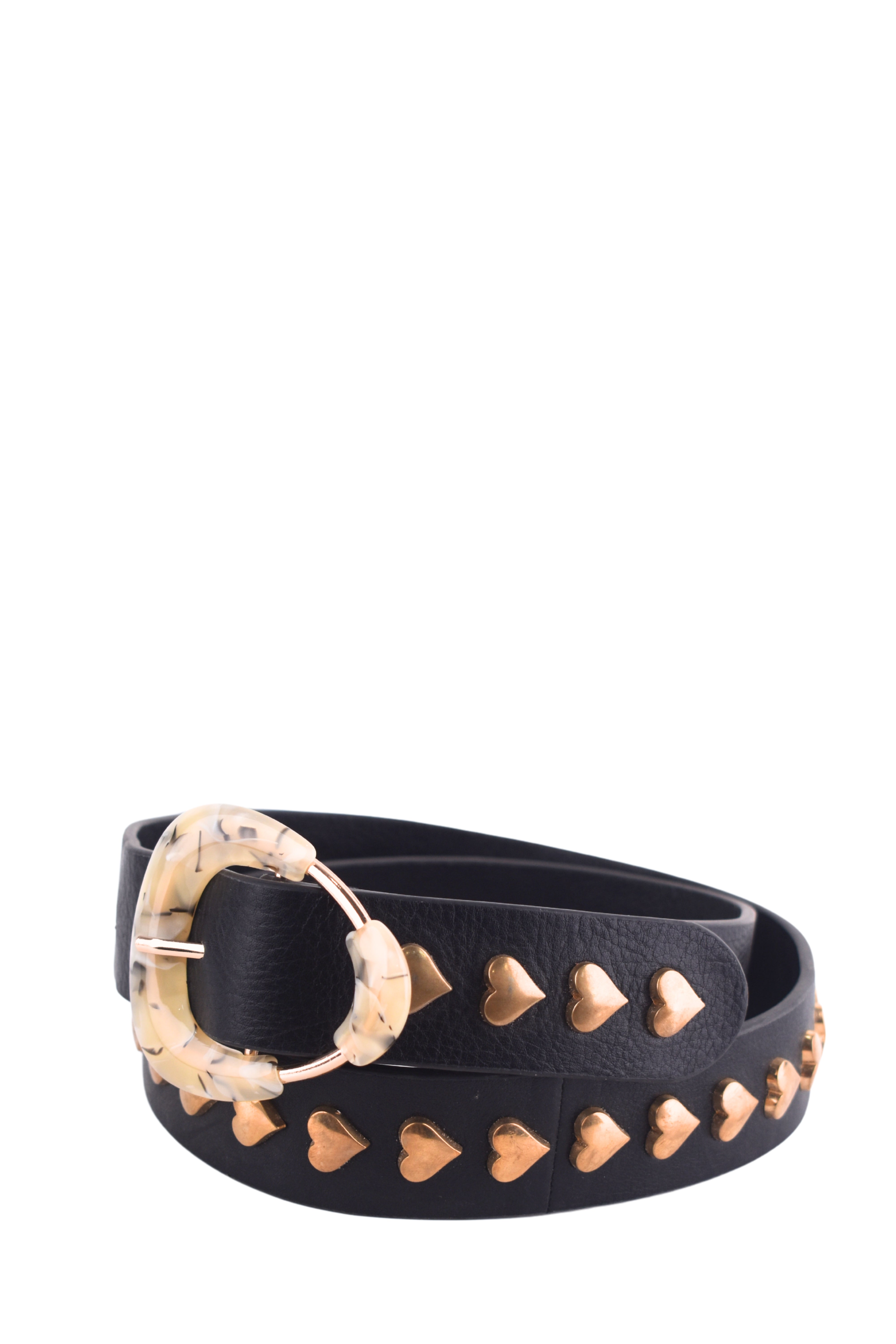 Black Heart Studded Leather Belt