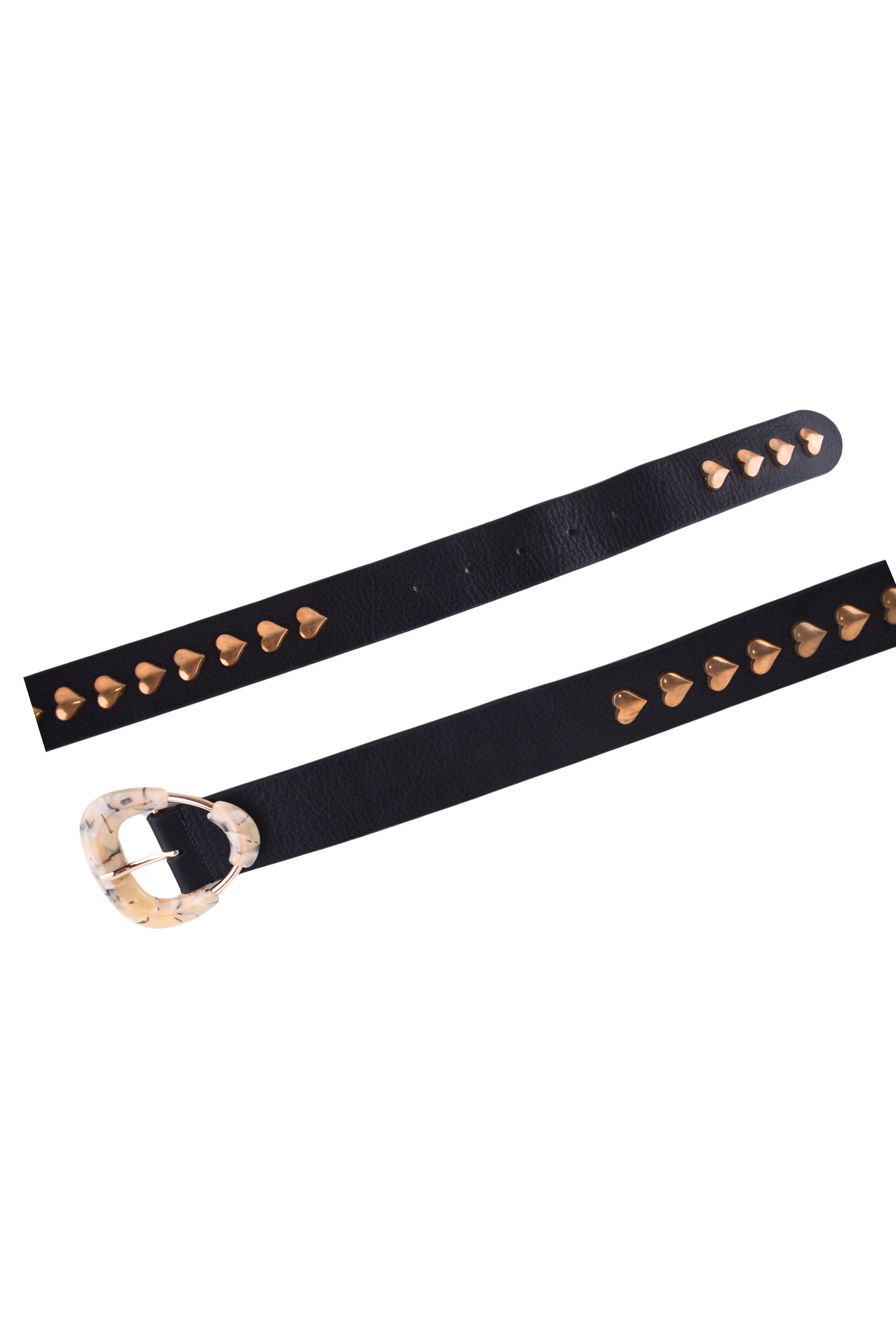 Black Heart Studded Leather Belt