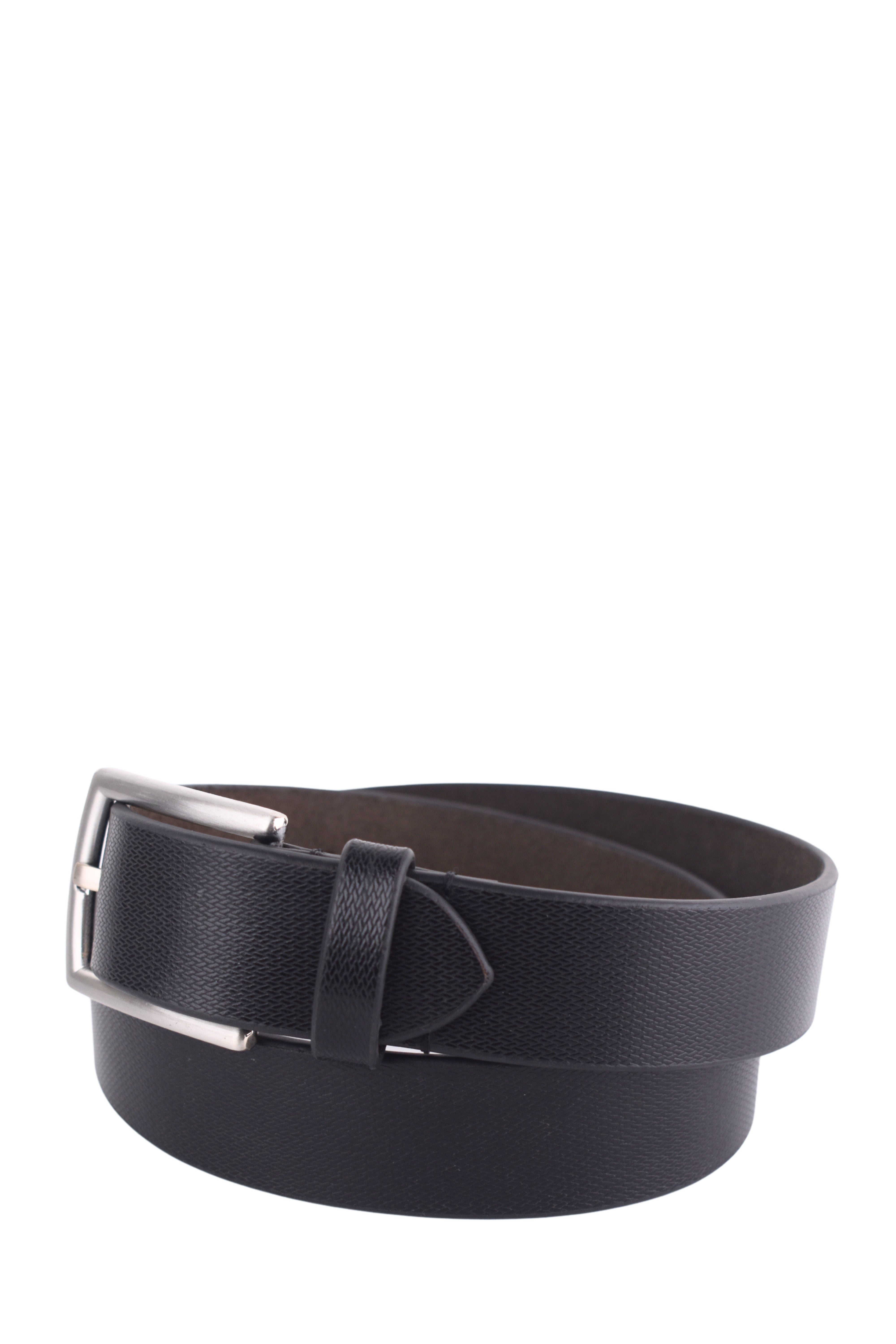 Men's Verno Textured Black Leather Belt