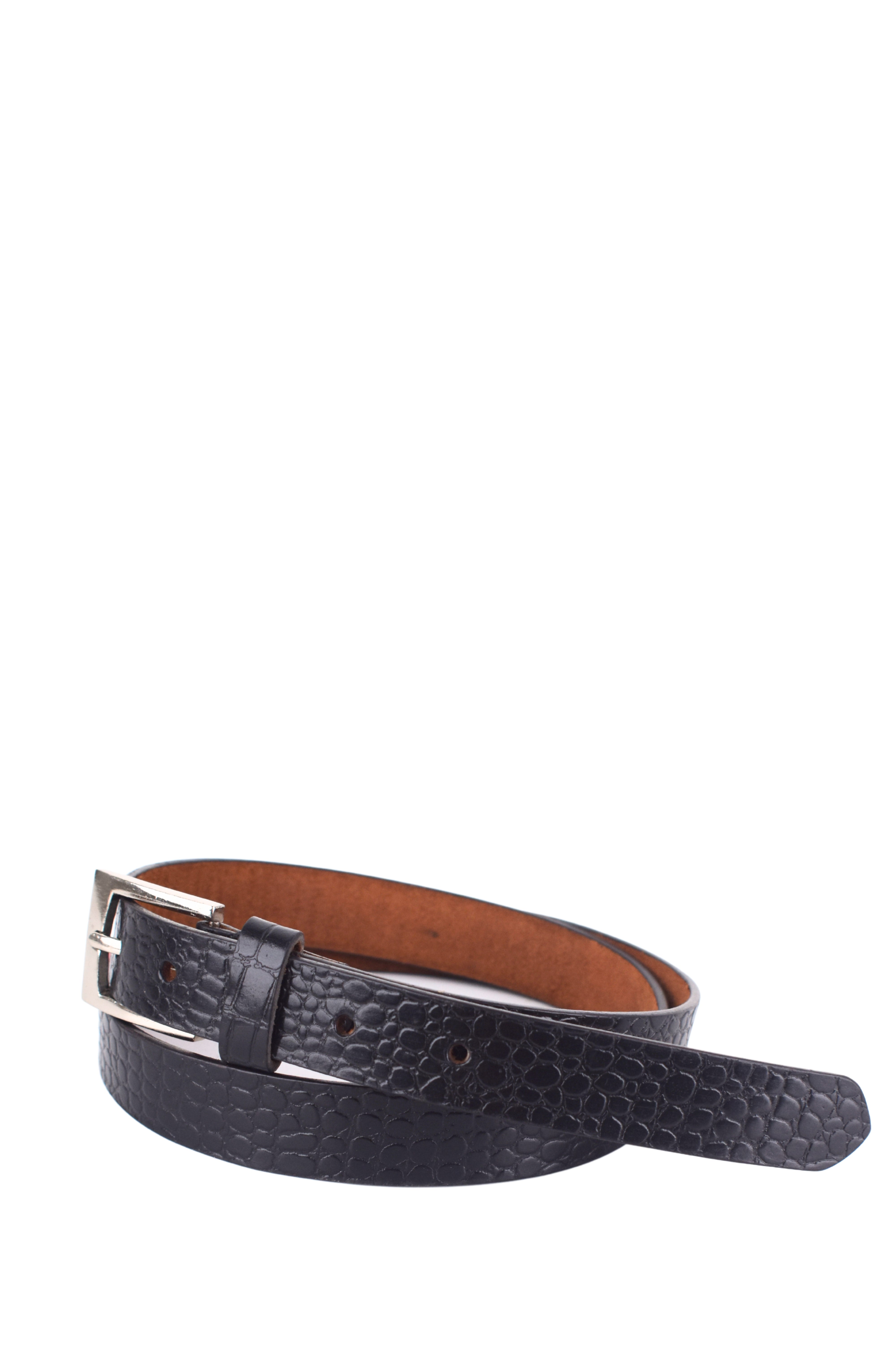 Men's Obsidian Black Textured Leather Belt