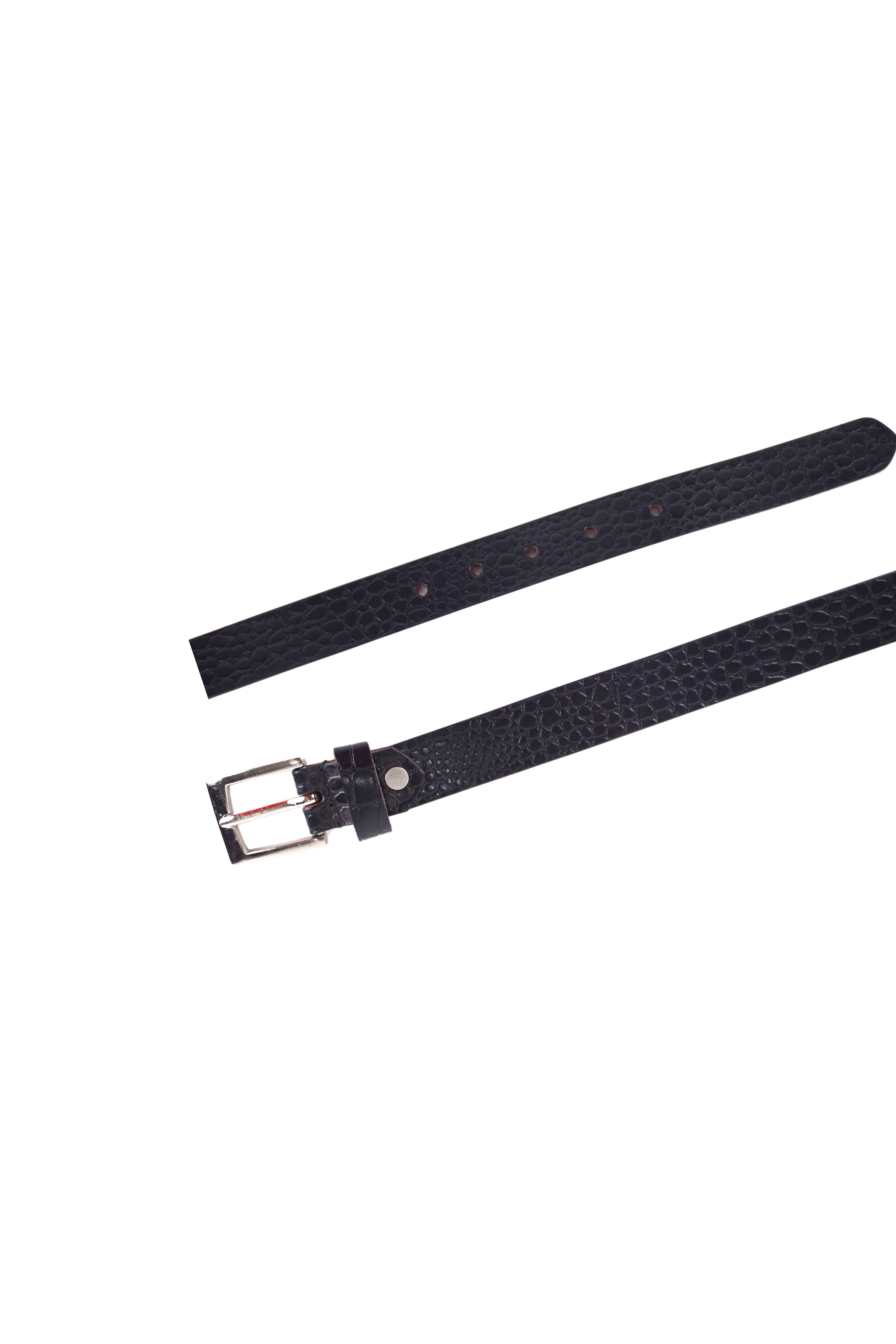 Men's Obsidian Black Textured Leather Belt
