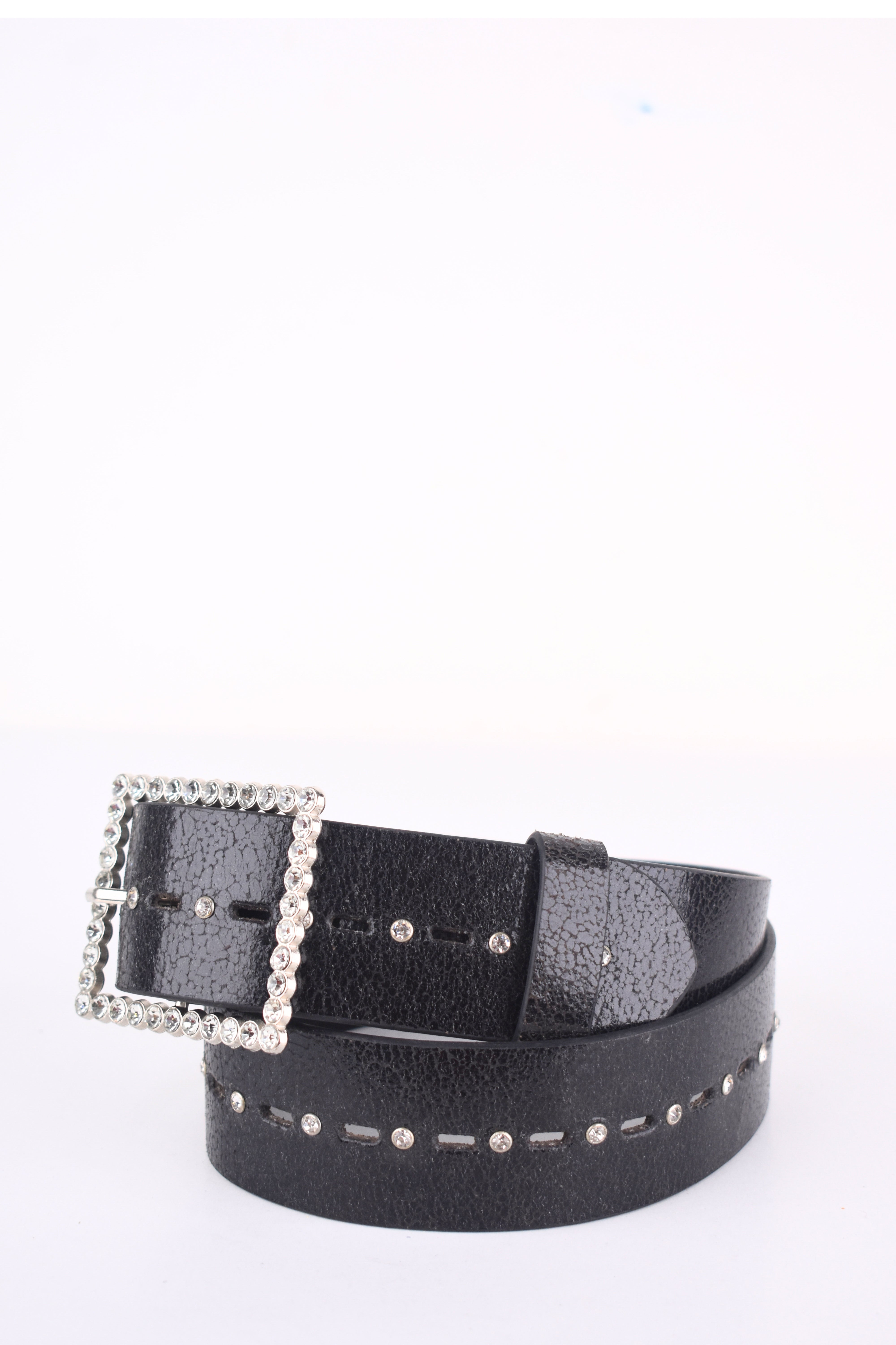Midnight Glint Crystal Buckle Belt