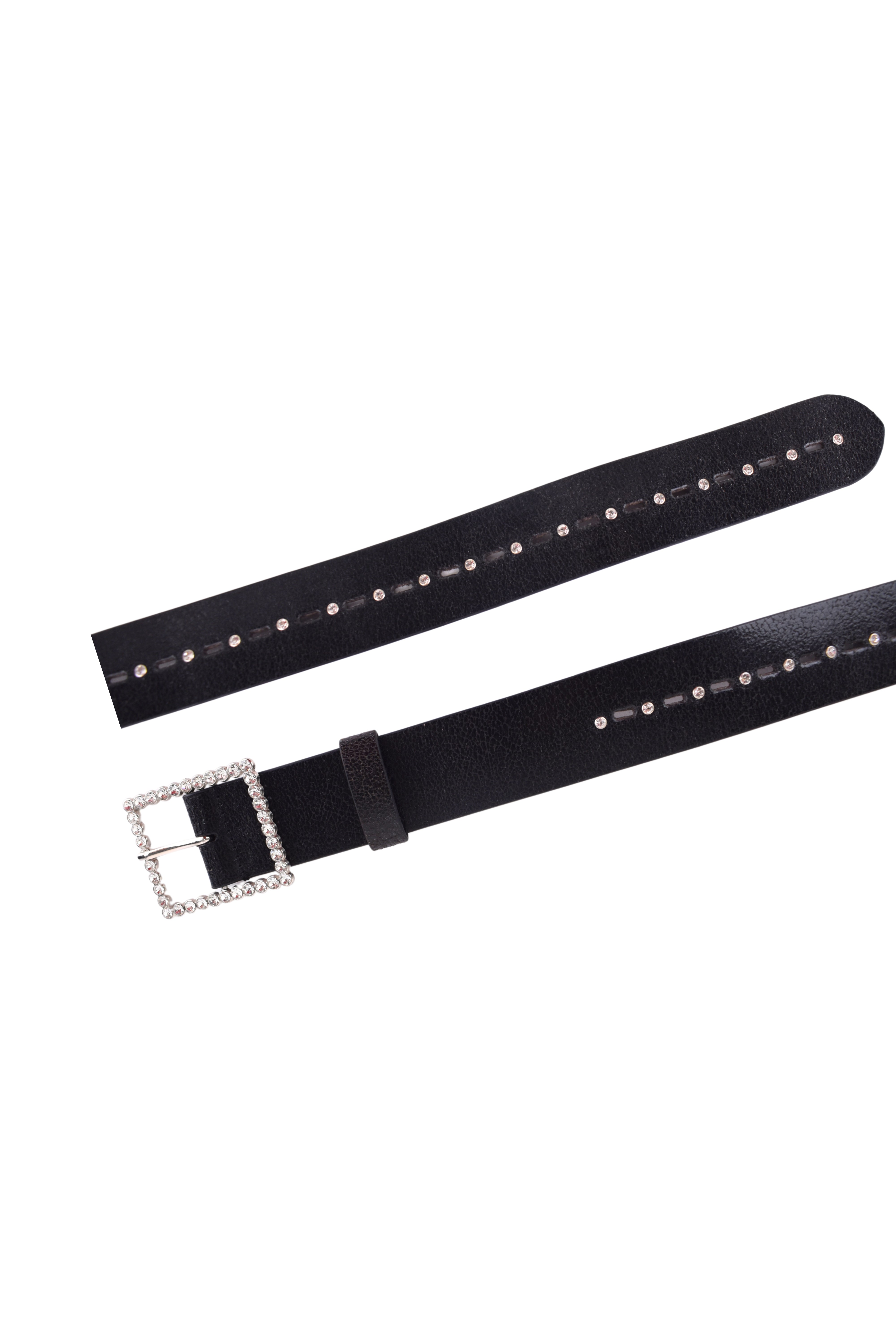 Midnight Glint Crystal Buckle Belt