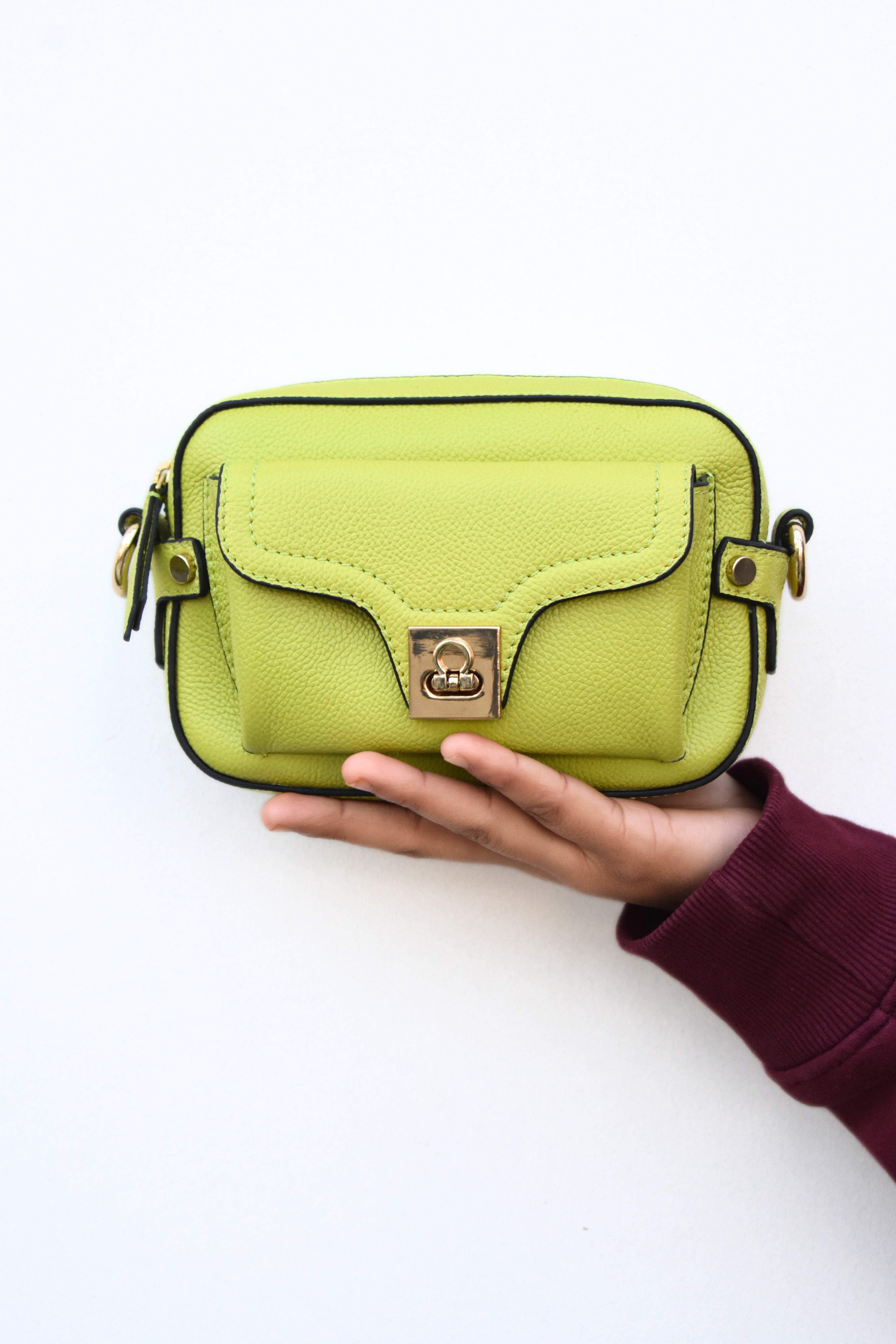 Truffle Noir Leather Bag - Neon