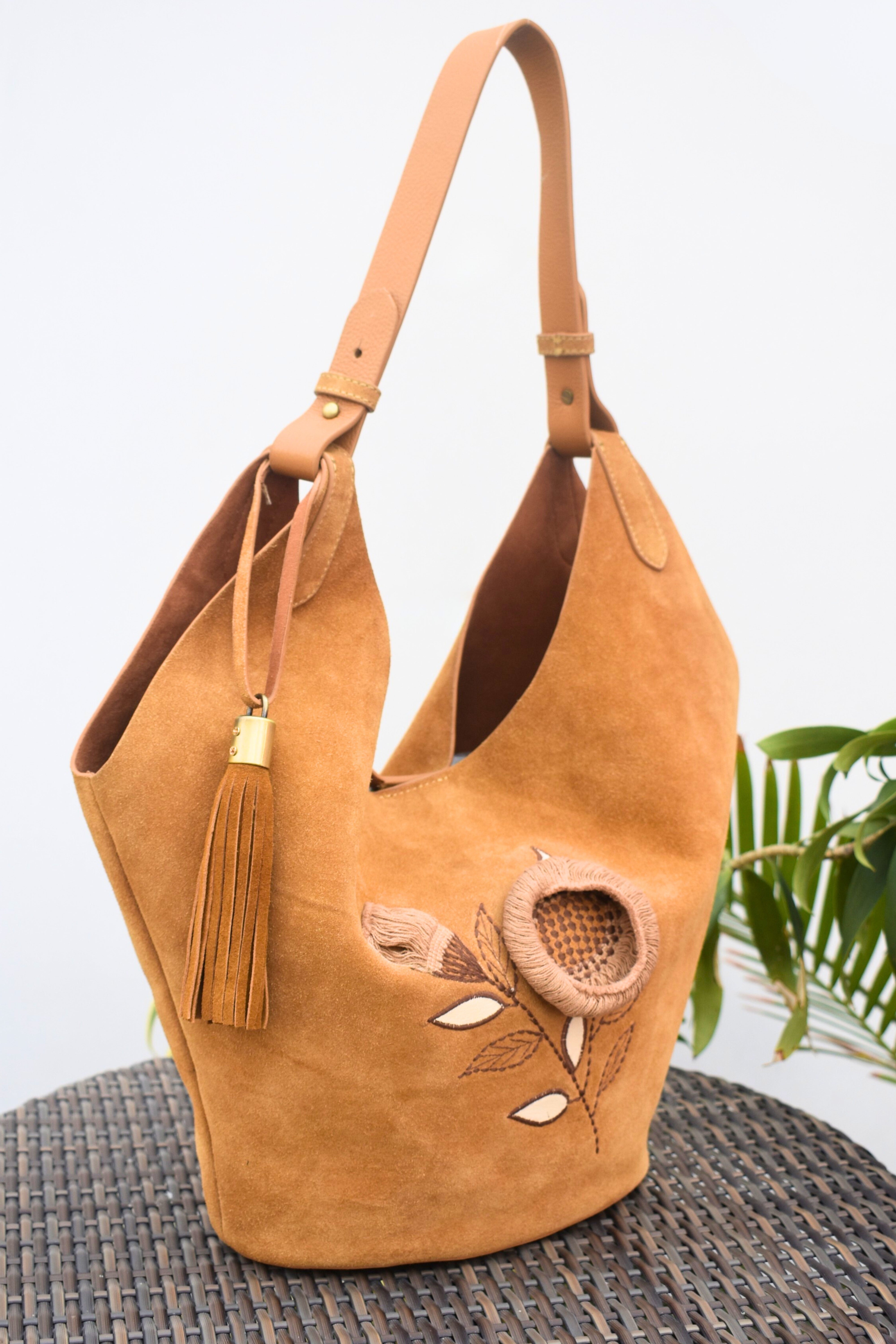 Sunset Bloom Suede Shoulder Bag