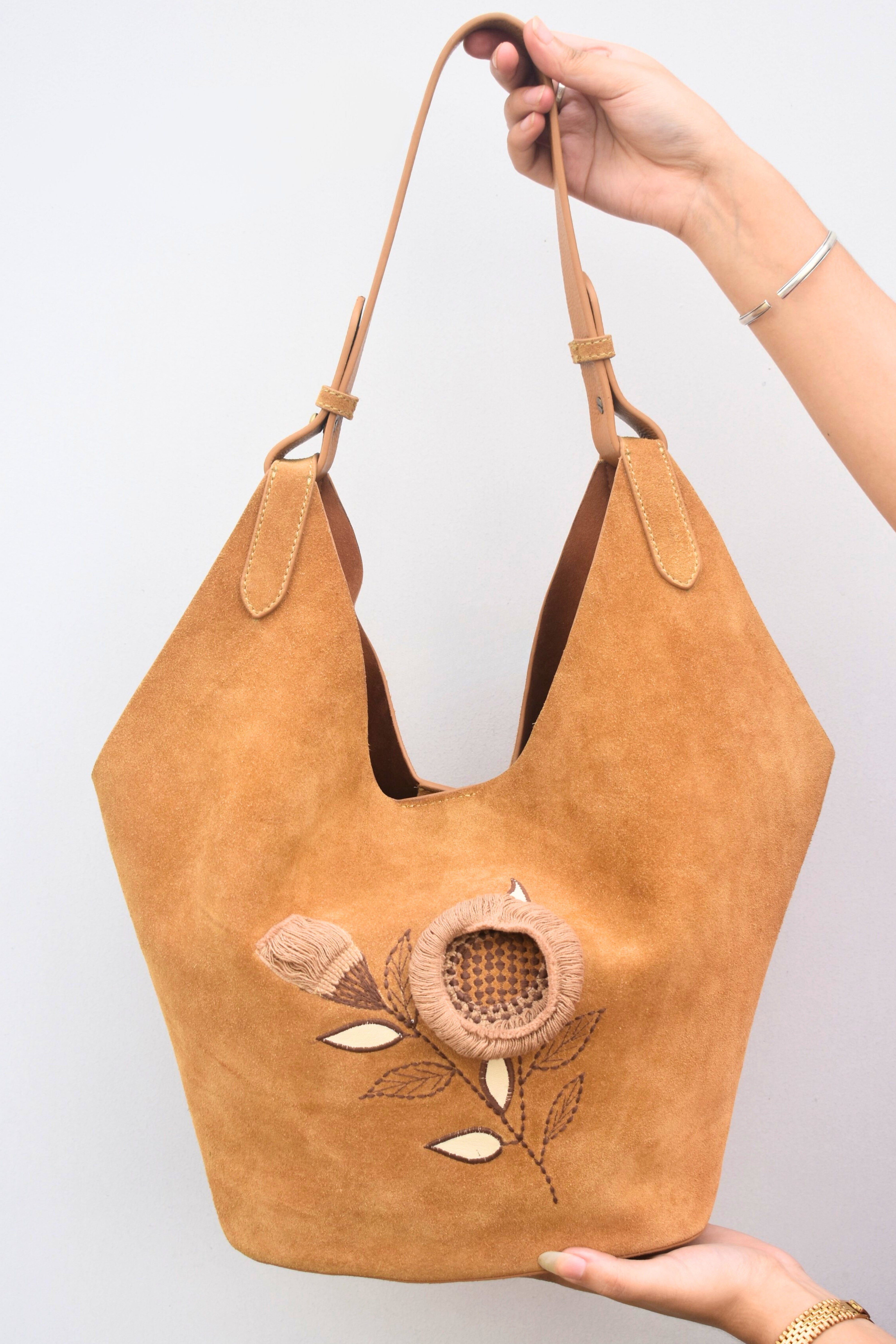 Sunset Bloom Suede Shoulder Bag