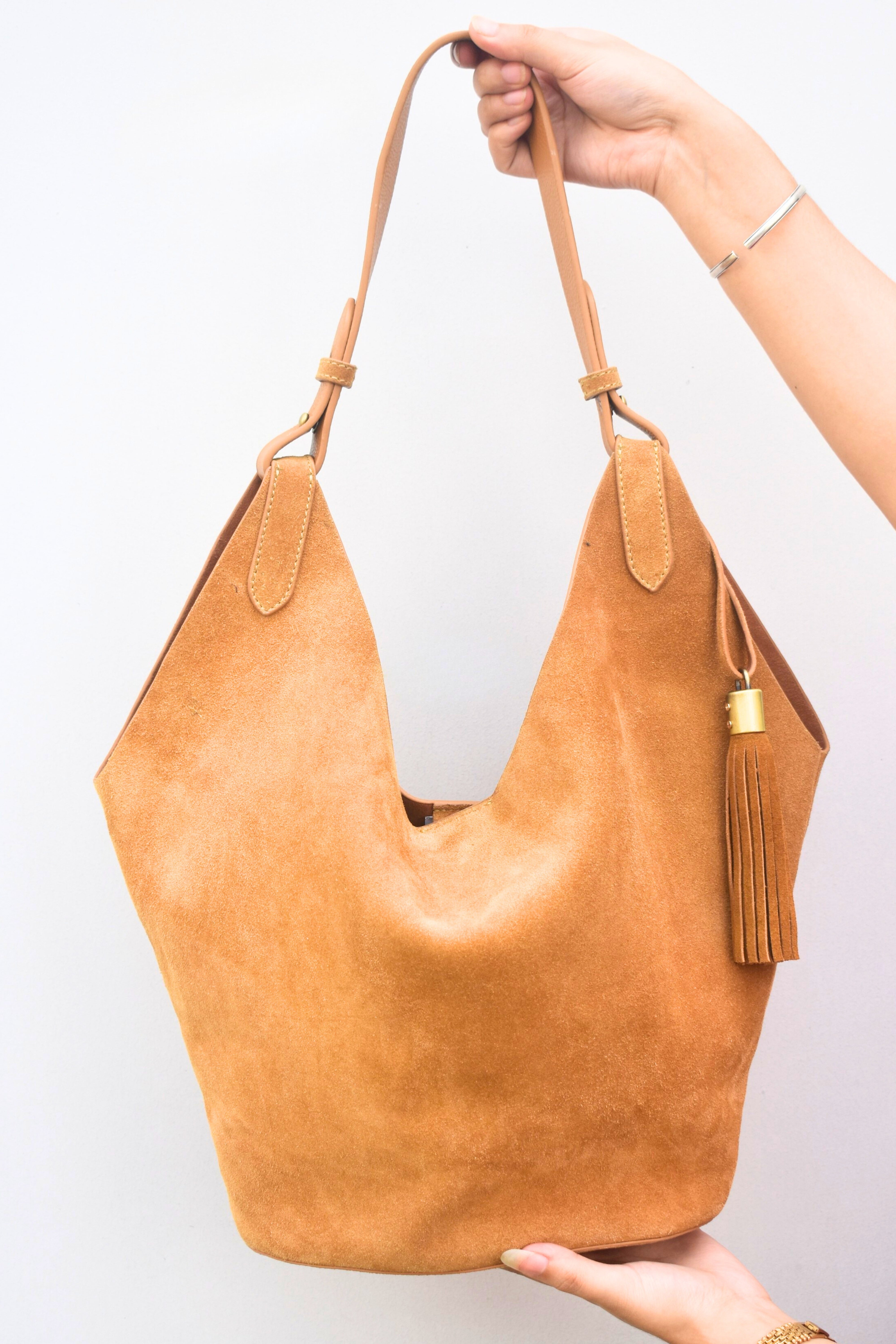 Sunset Bloom Suede Shoulder Bag
