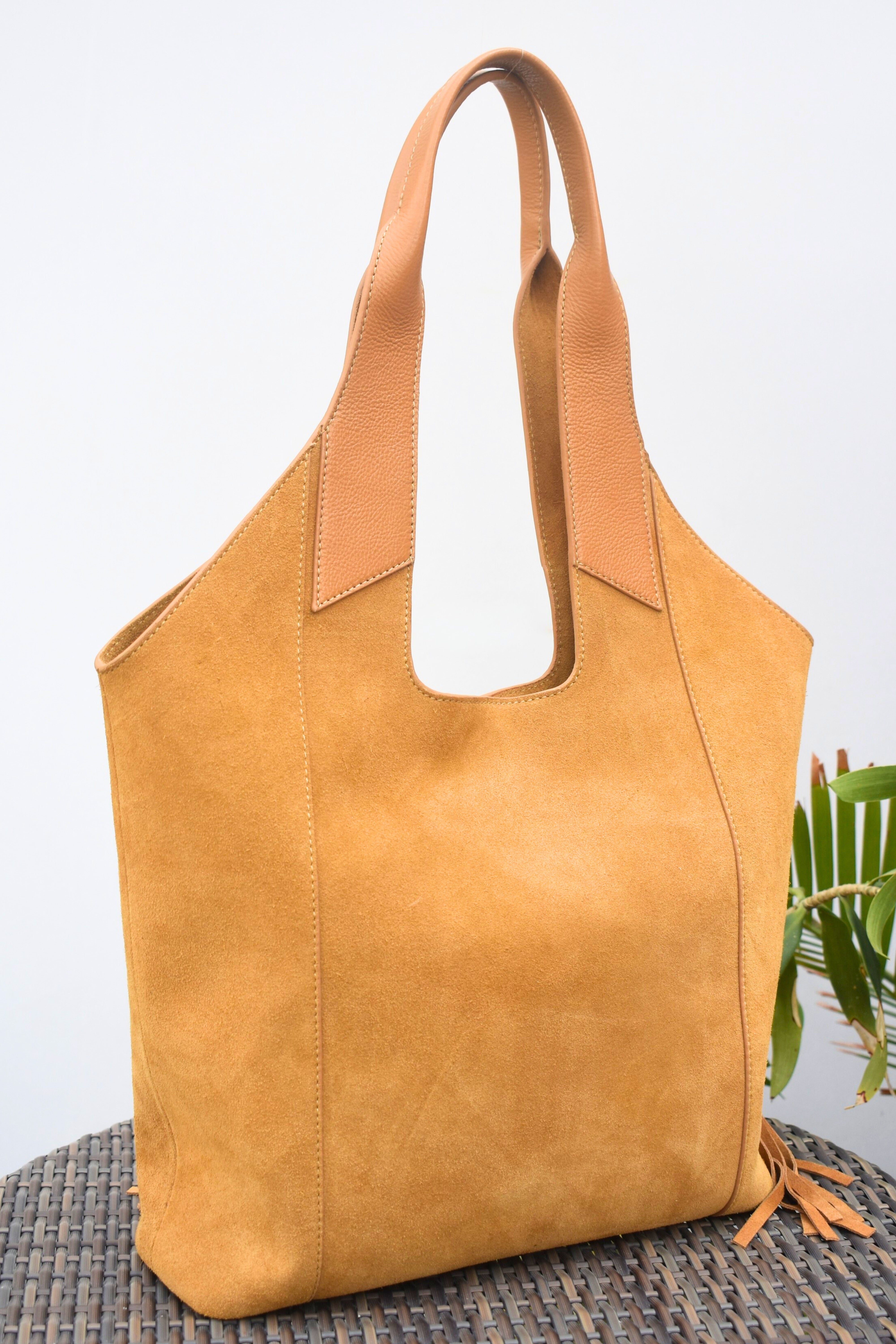 Blossom Trail Suede Tote Bag
