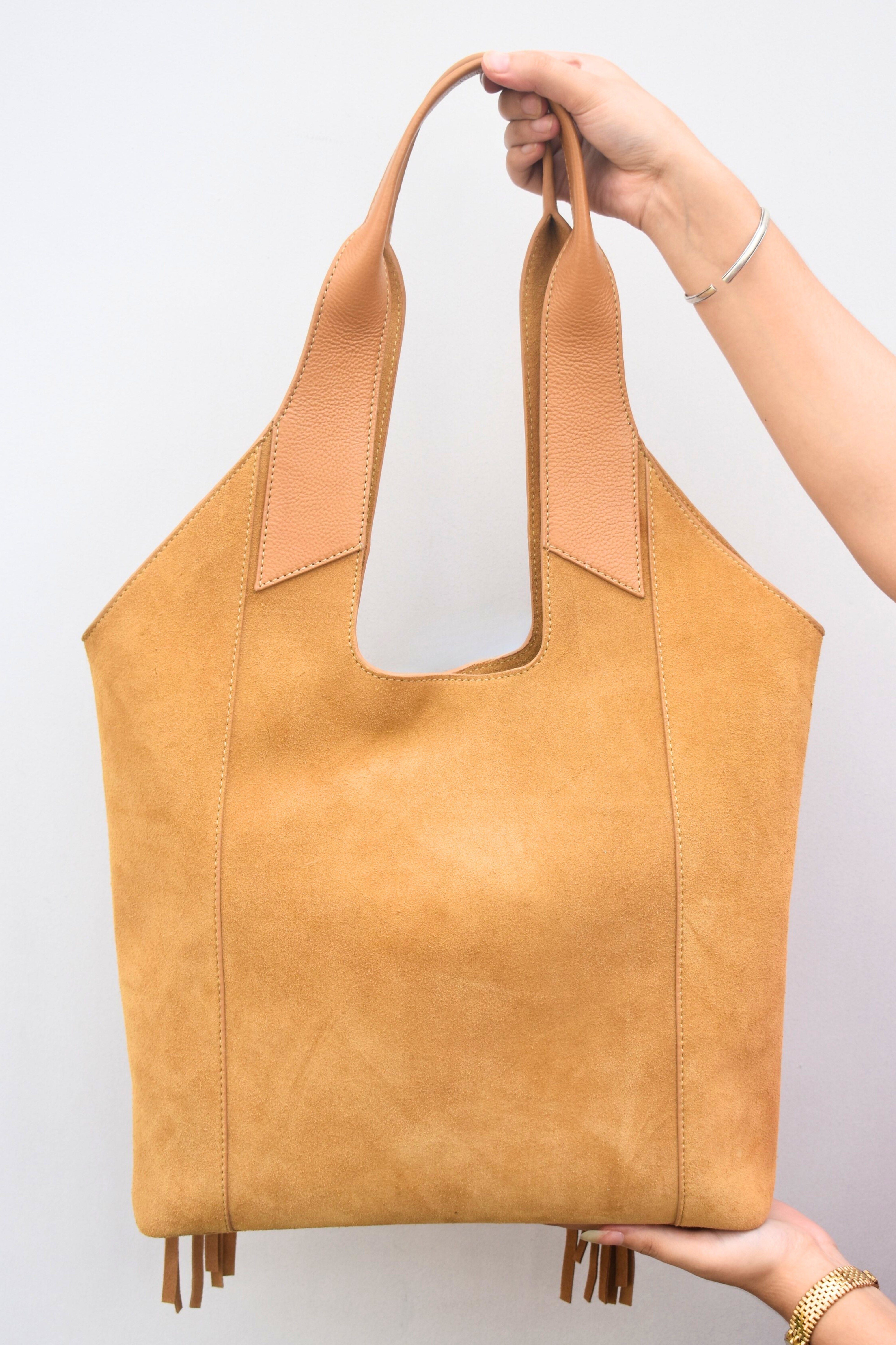 Blossom Trail Suede Tote Bag