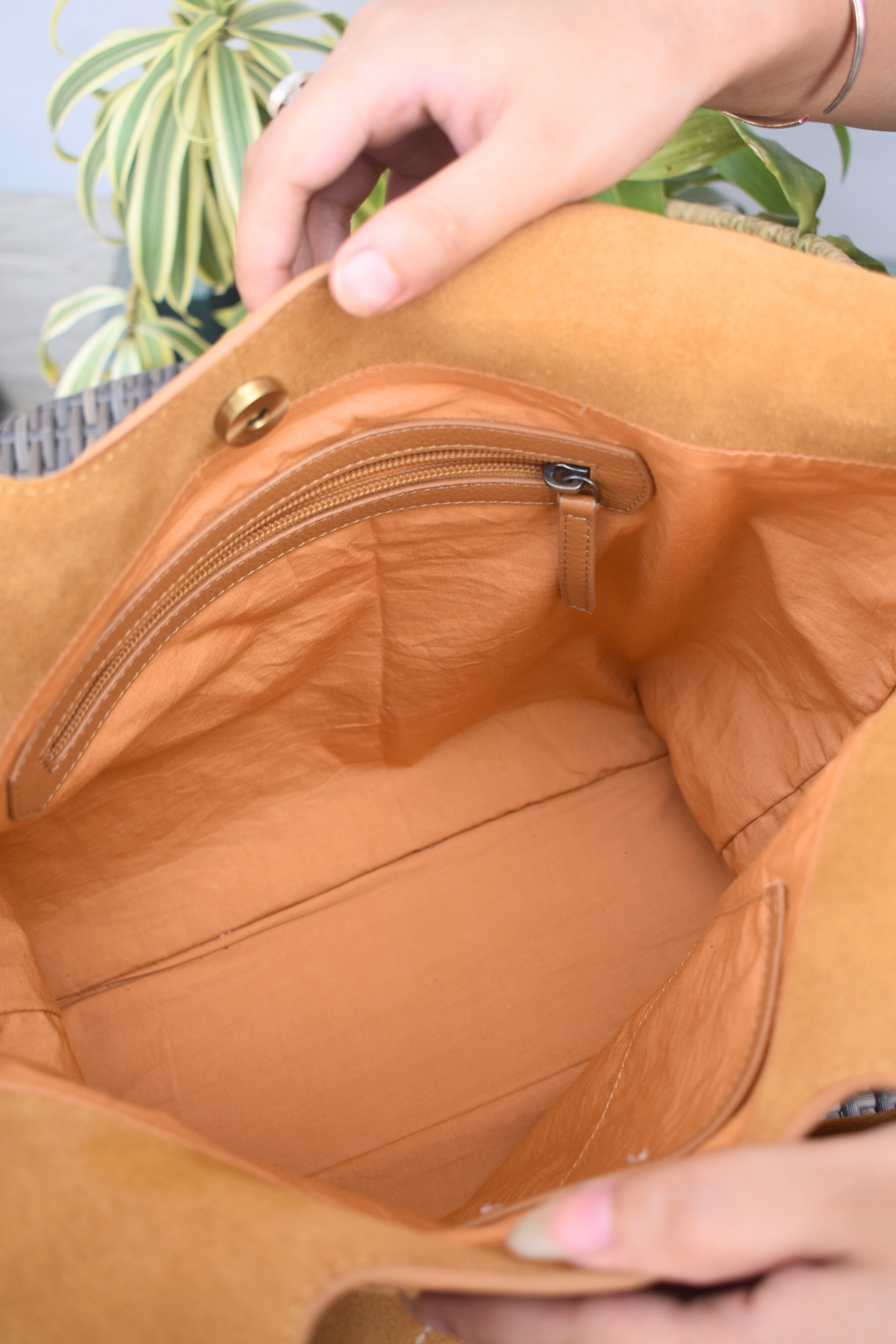 Blossom Trail Suede Tote Bag