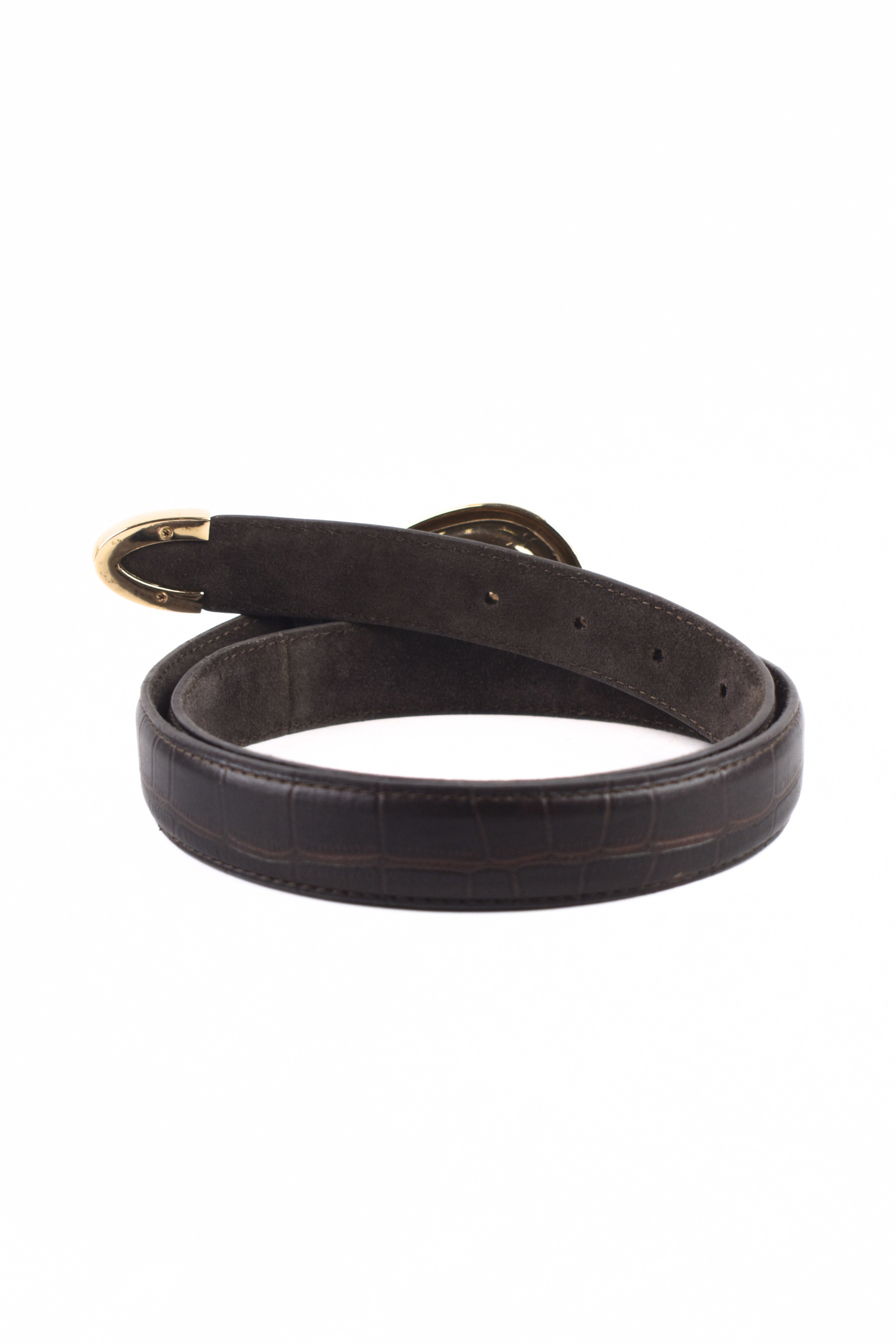 Noir Regal Croc Leather Belt