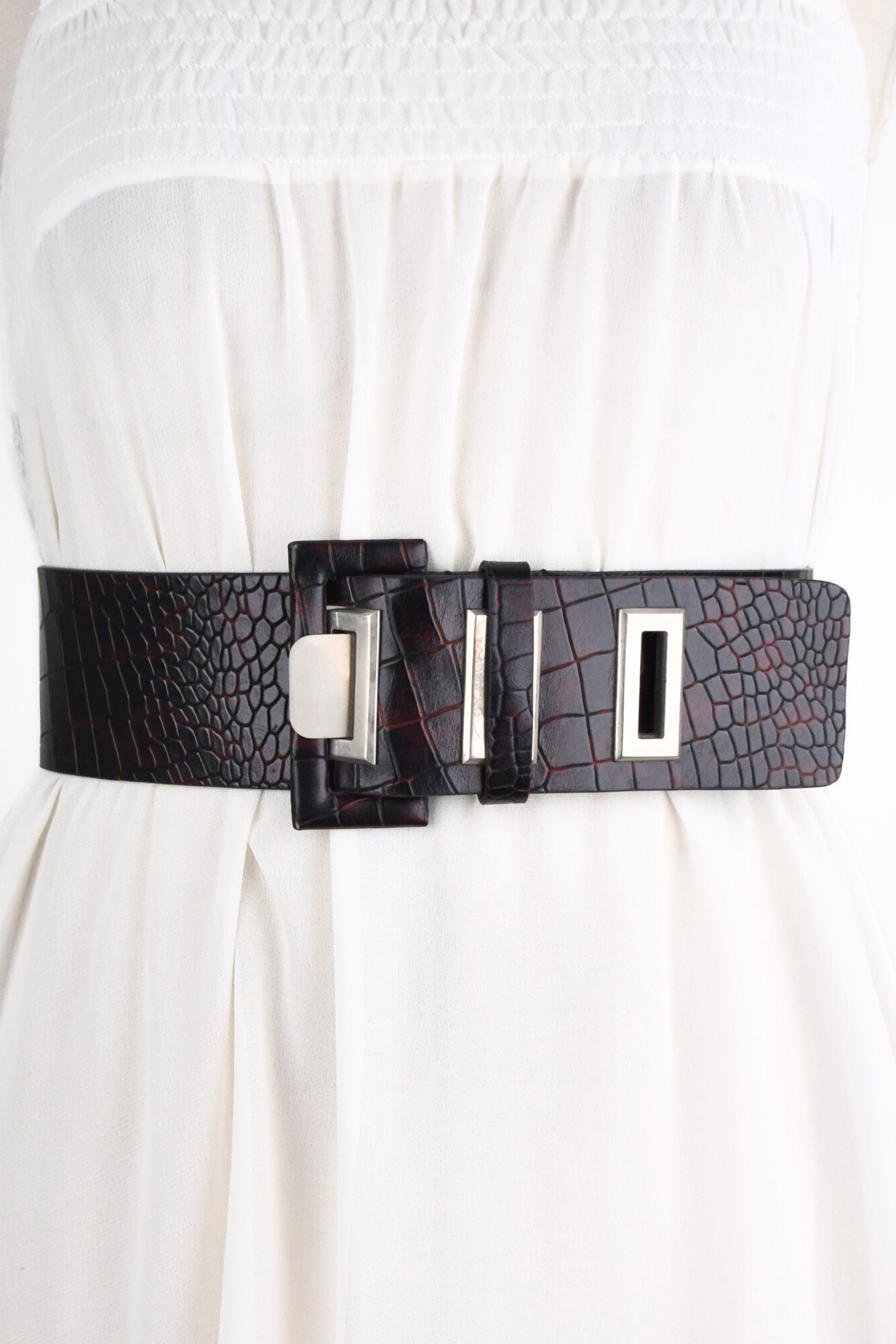 Obsidian Eclipse Croc-Embossed Waist Belt