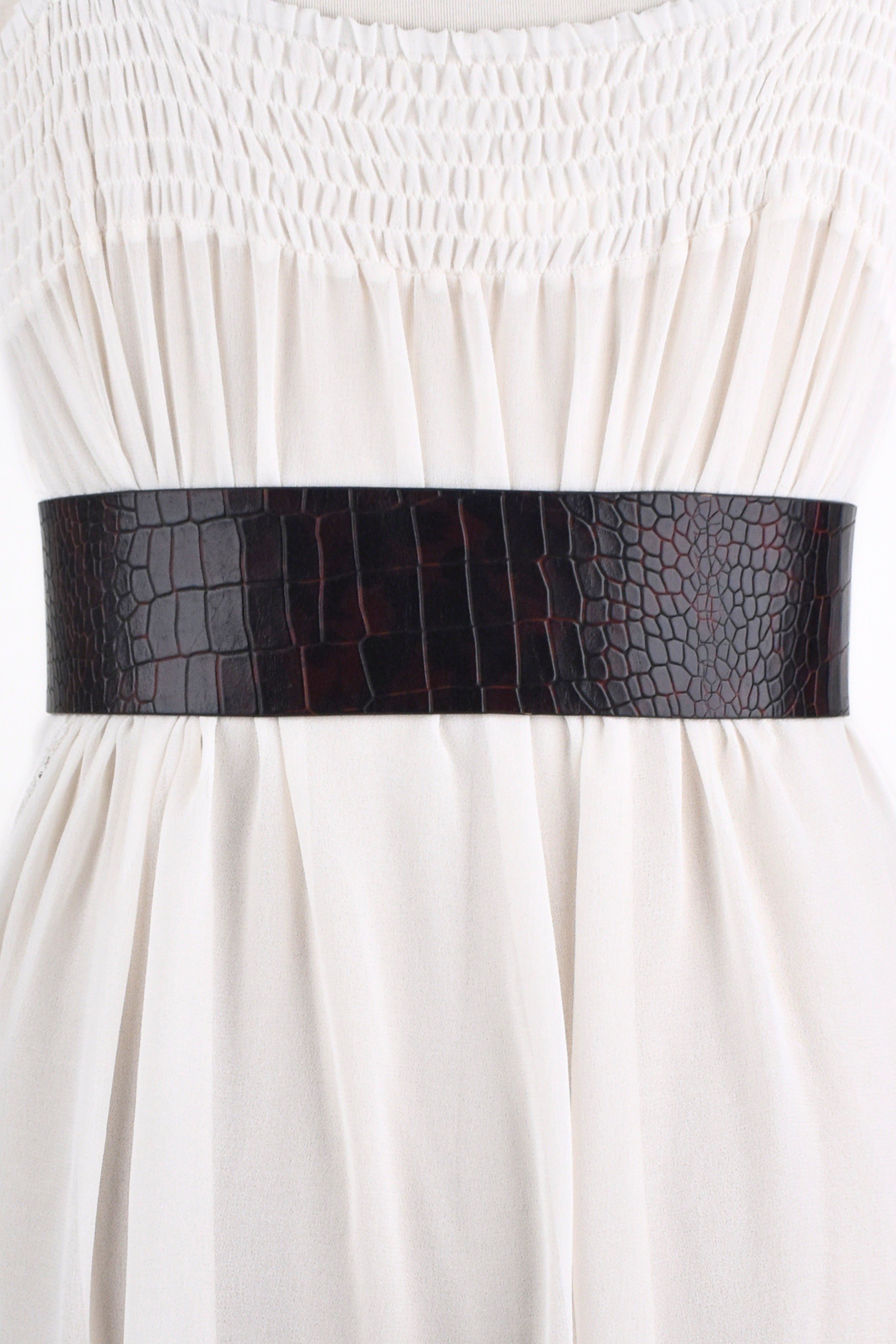 Obsidian Eclipse Croc-Embossed Waist Belt