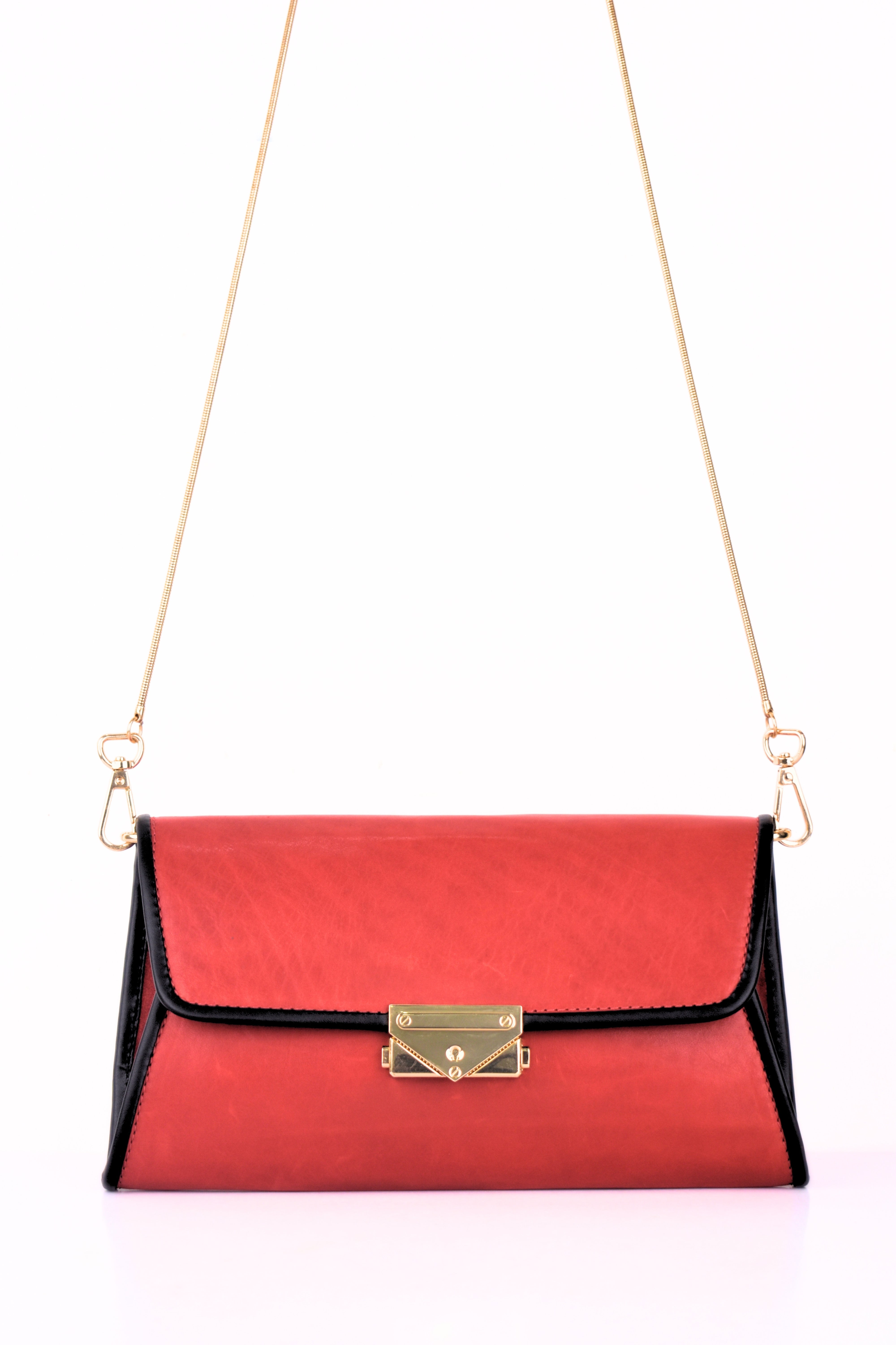 Crimson Luxe Chain Clutch