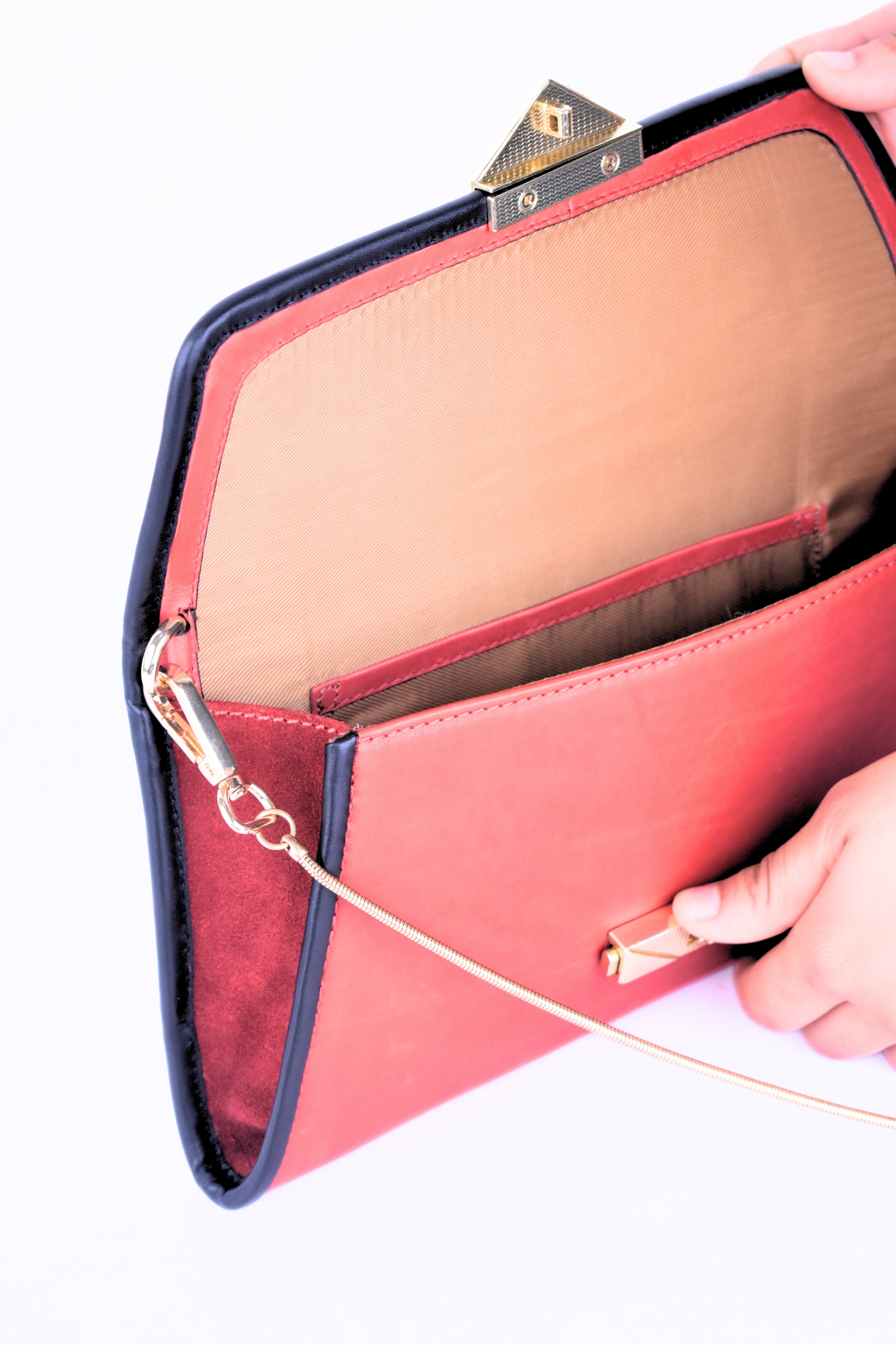 Crimson Luxe Chain Clutch