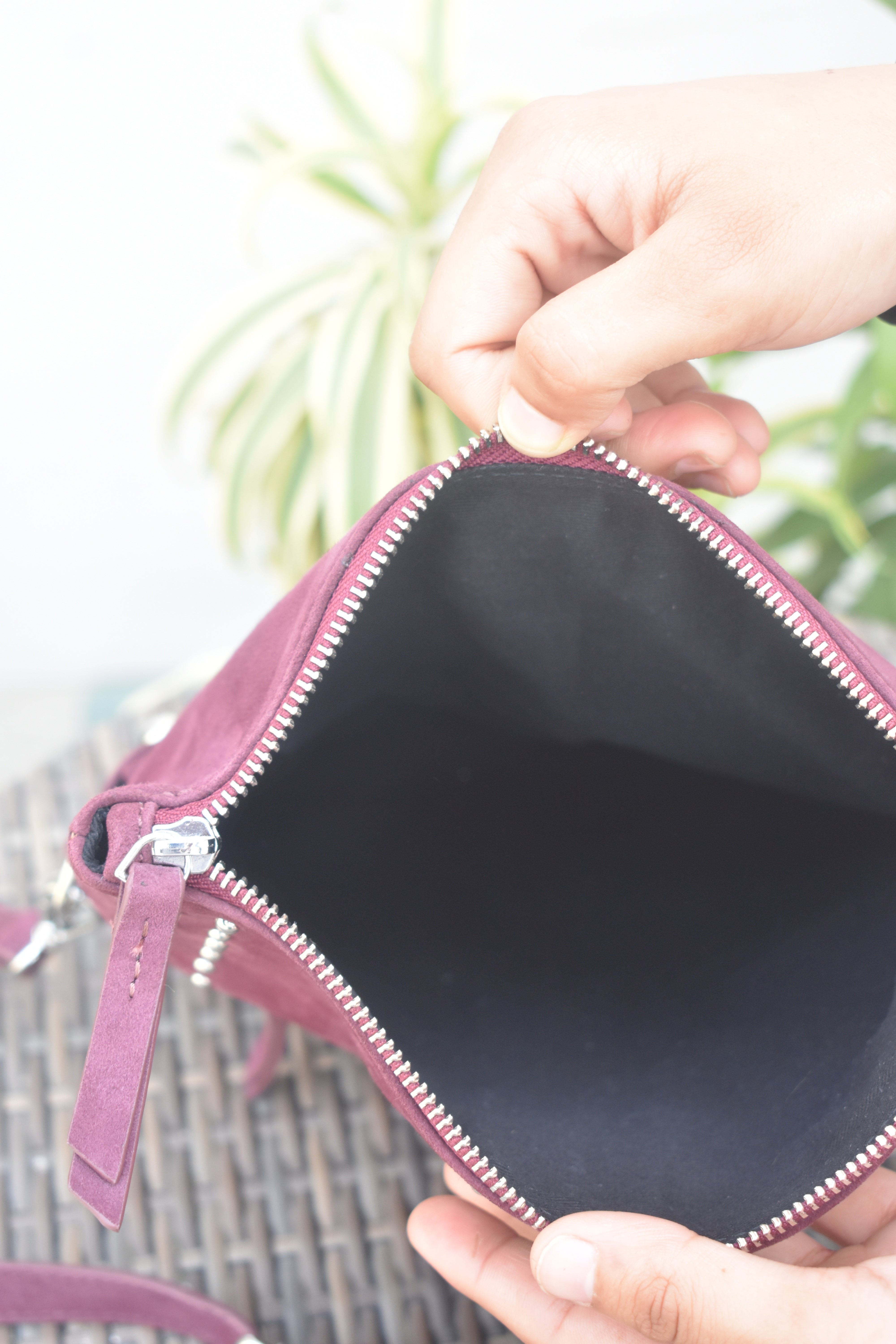 Aarvi Suede Sling – Plum Elegance