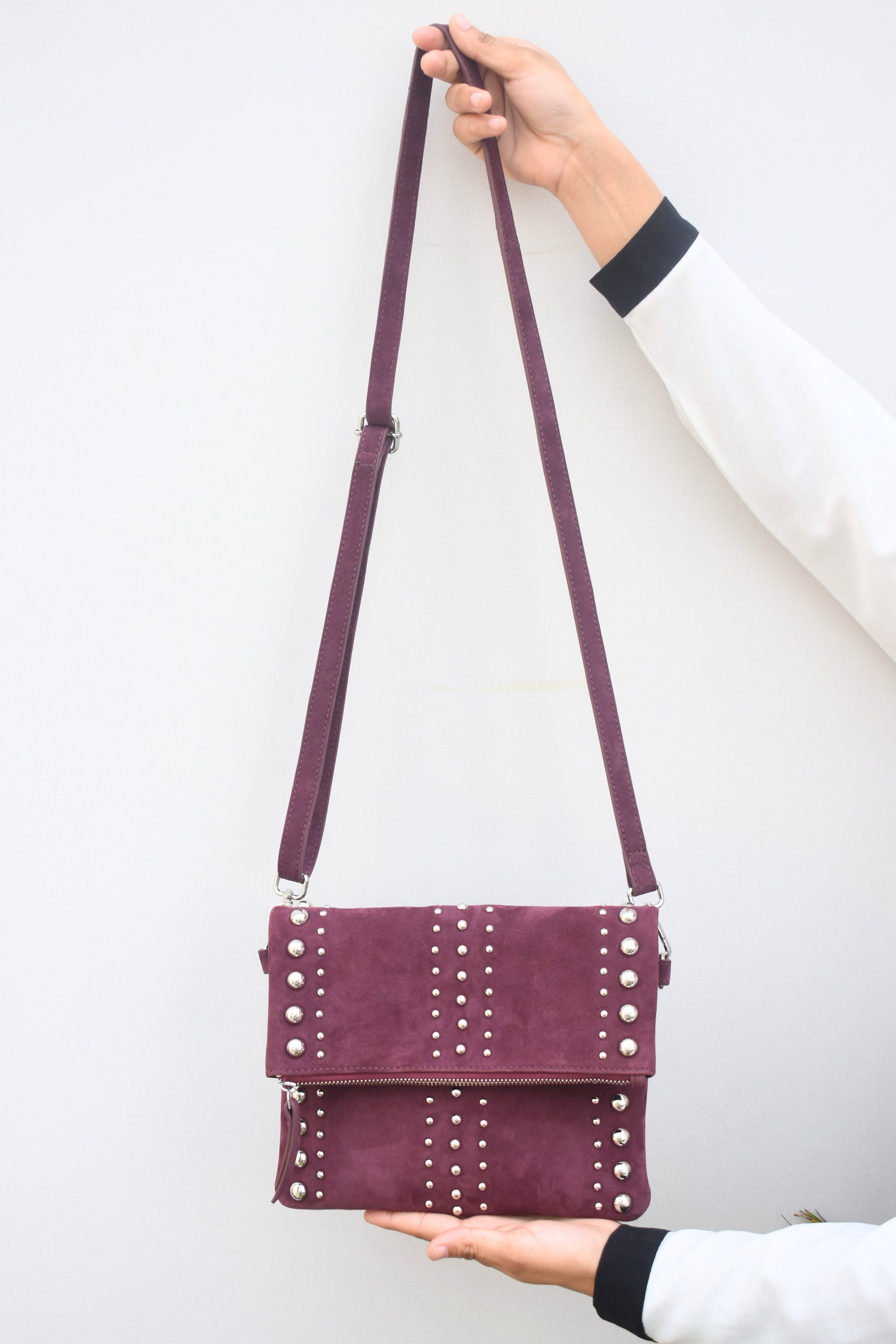 Aarvi Suede Sling – Plum Elegance