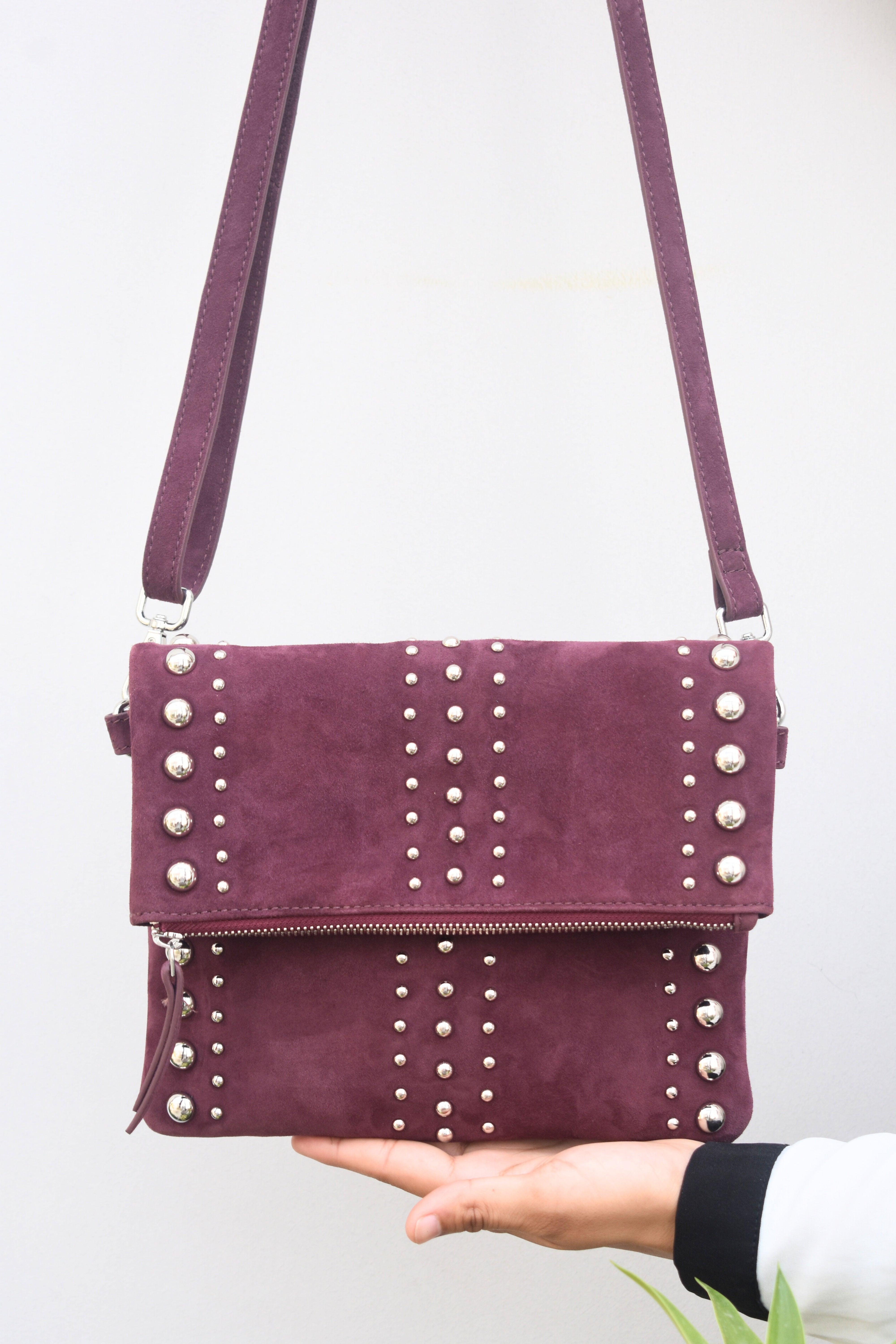 Aarvi Suede Sling – Plum Elegance