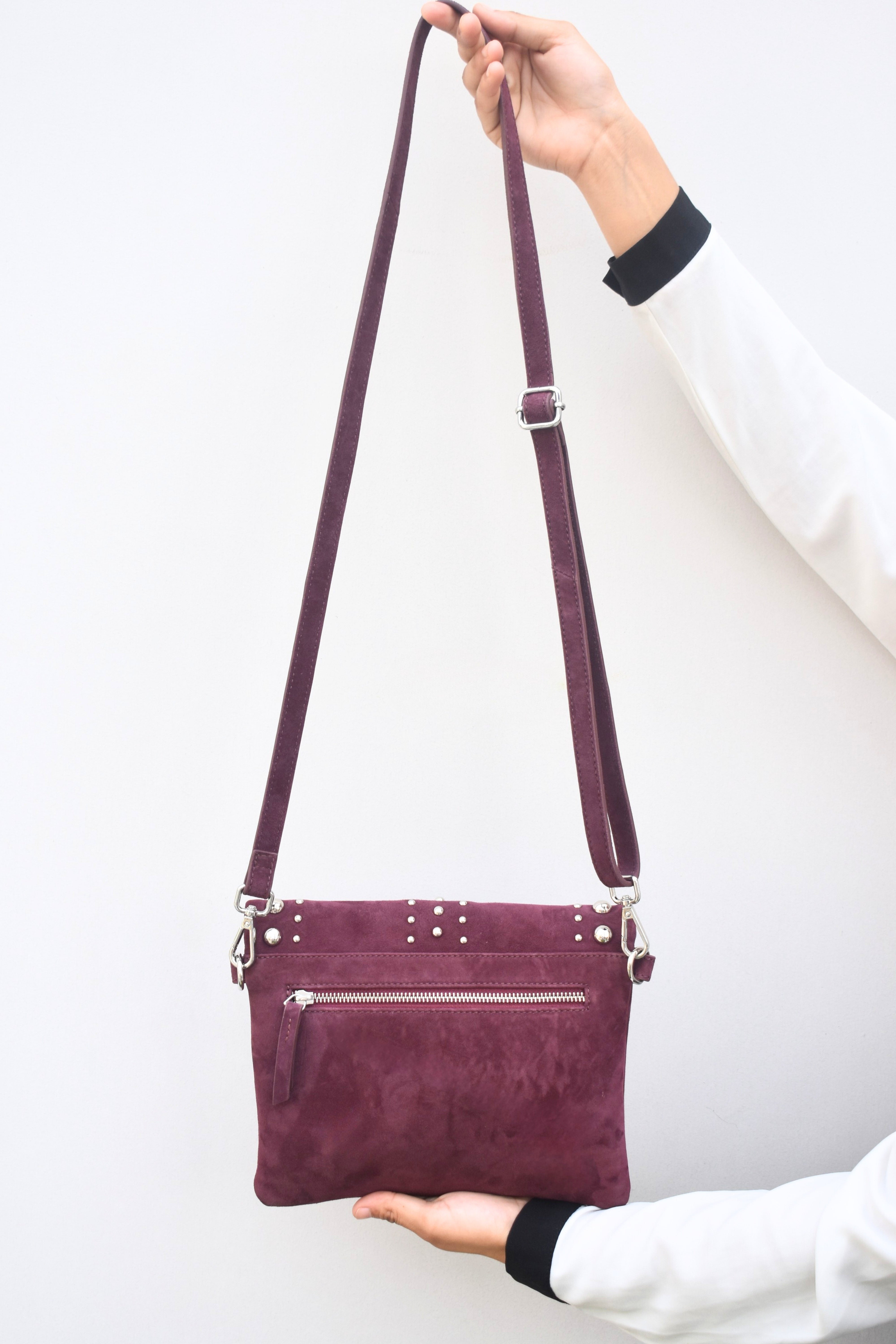 Aarvi Suede Sling – Plum Elegance