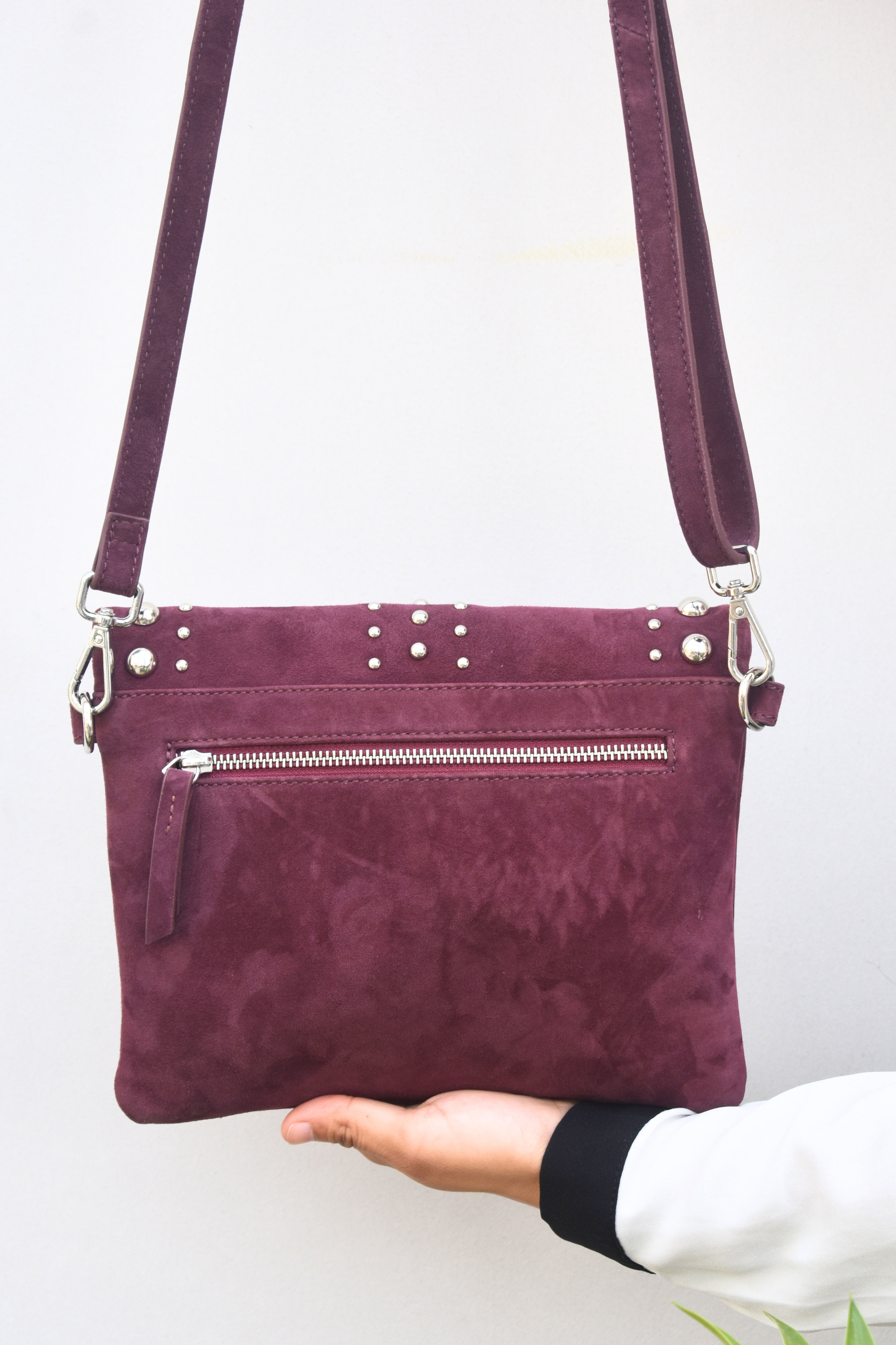 Aarvi Suede Sling – Plum Elegance