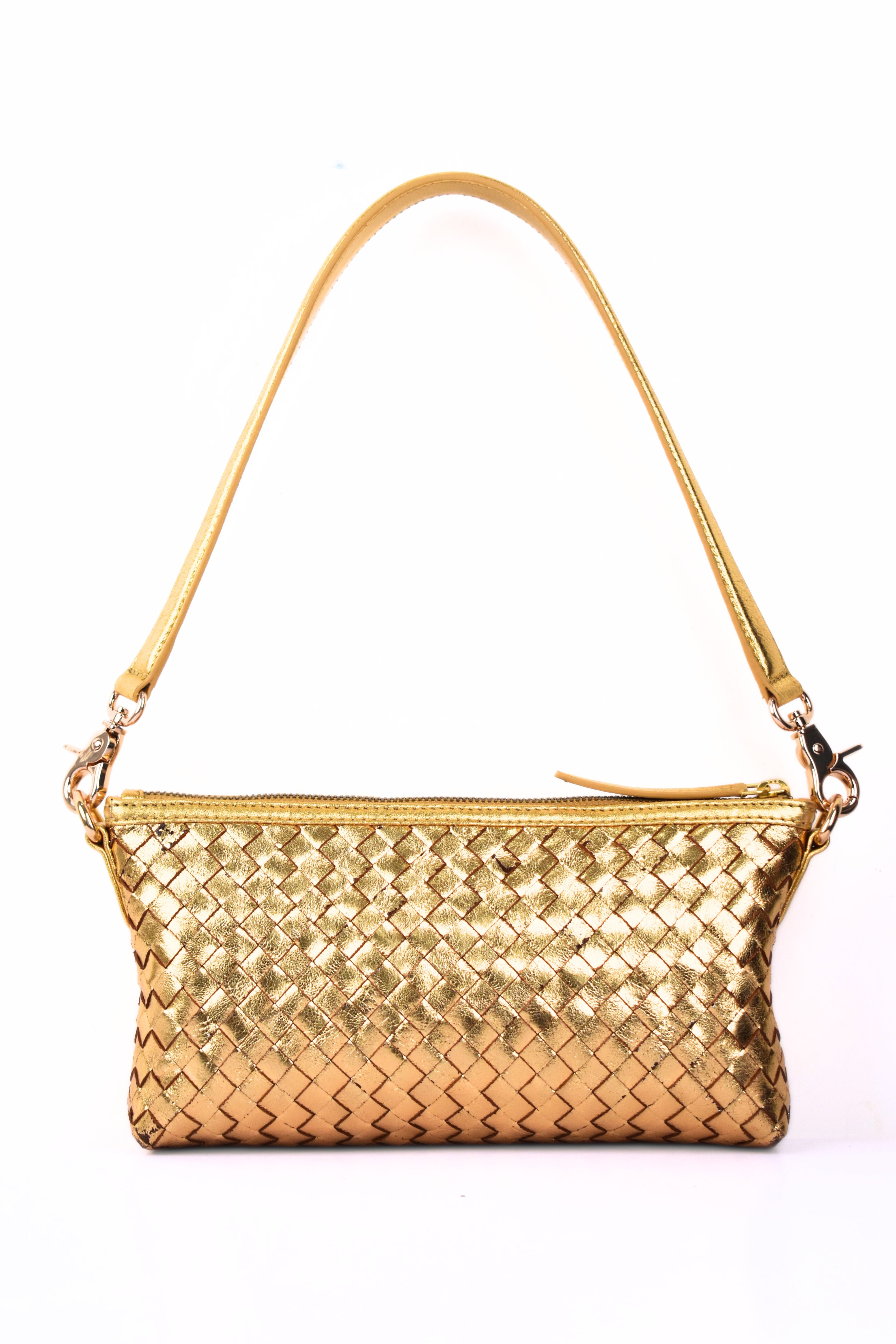 Golden Woven Charm Bag