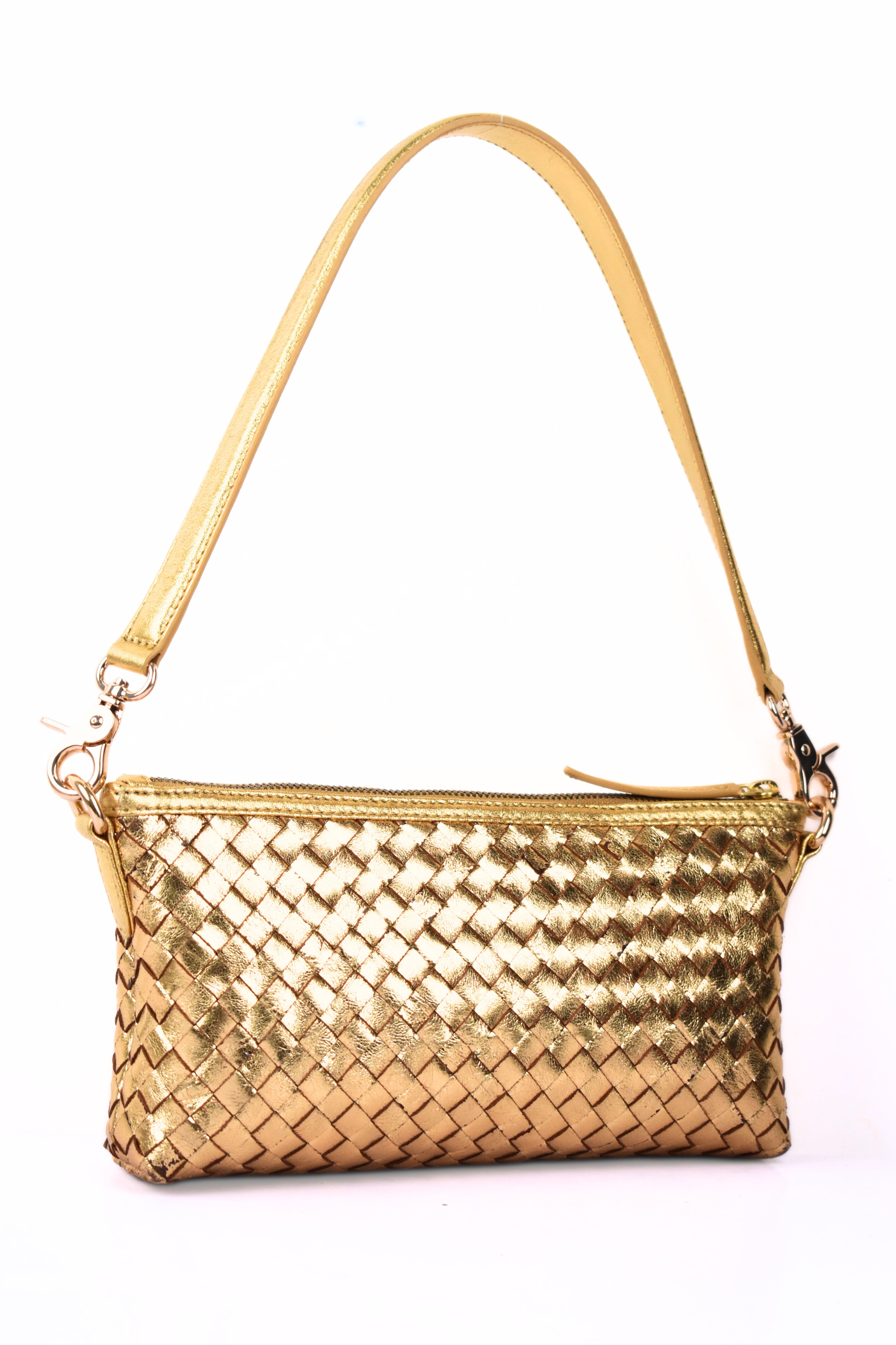 Golden Woven Charm Bag