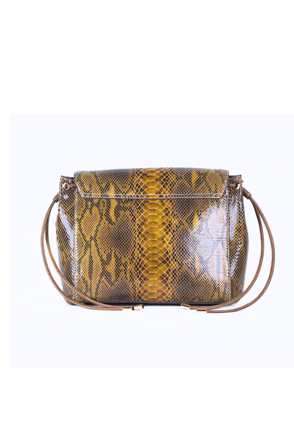 Snake Foil Leather Flap Shoulder Bag