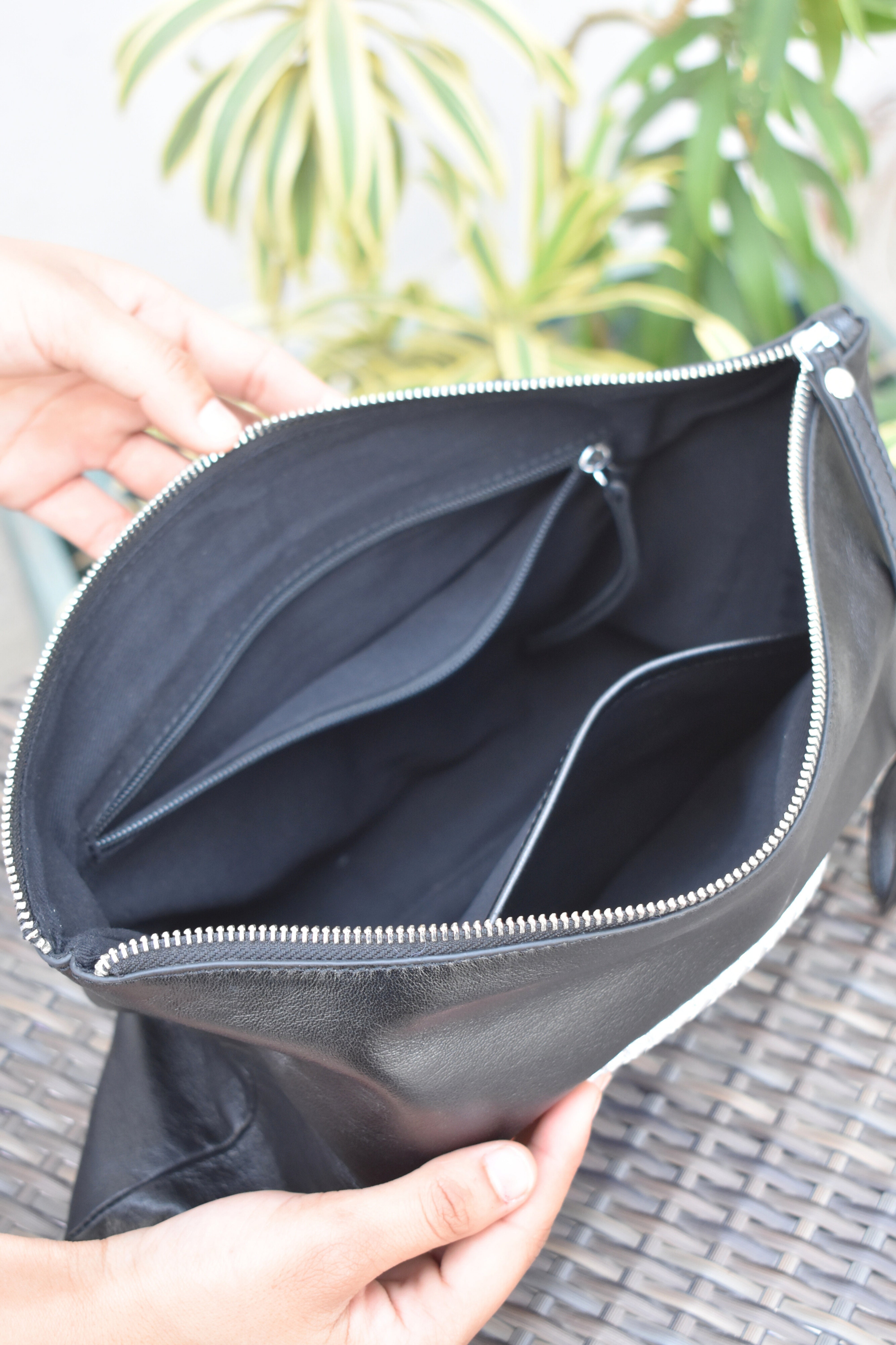 Leather Clutch with Intricate Design