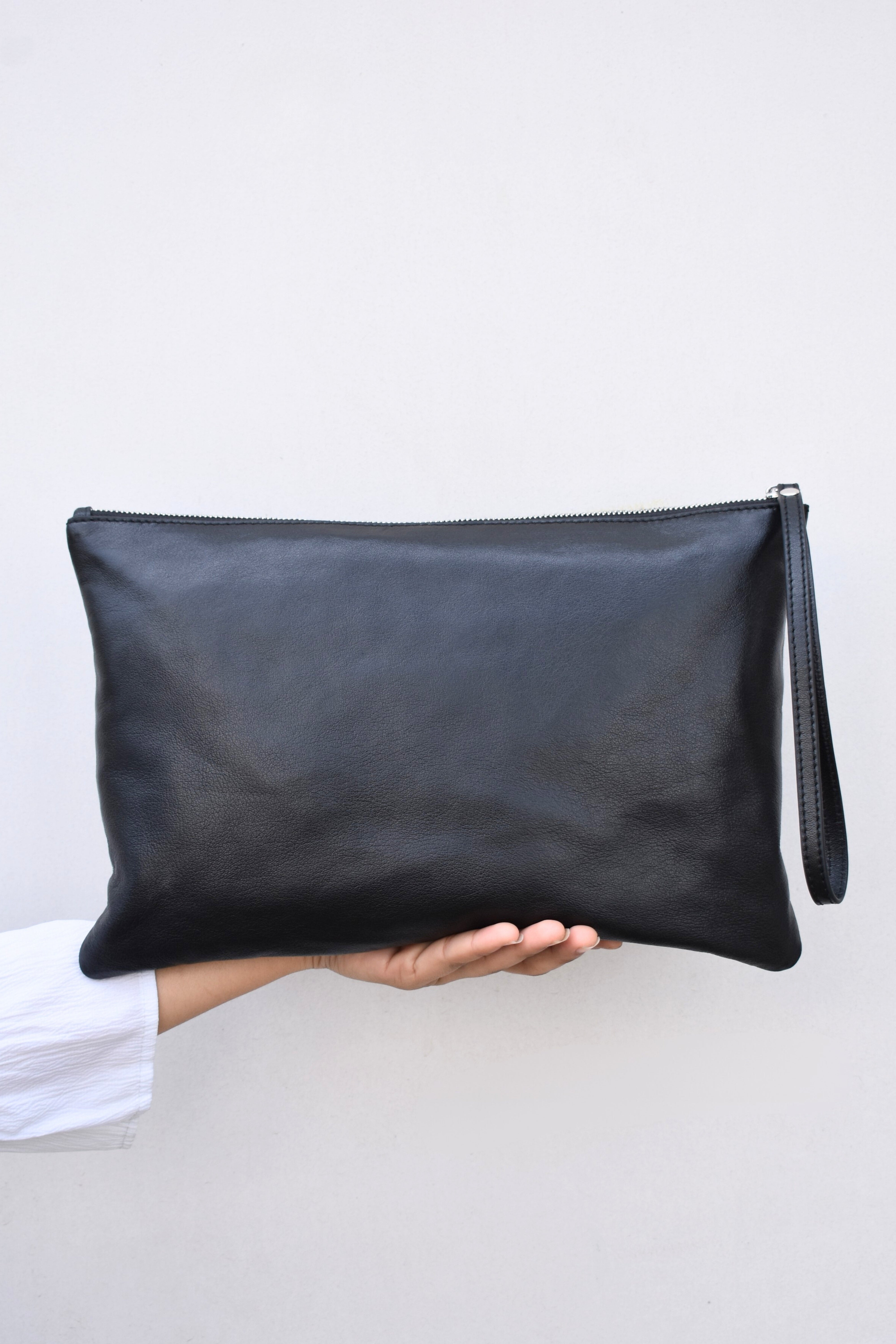 Leather Clutch with Intricate Design