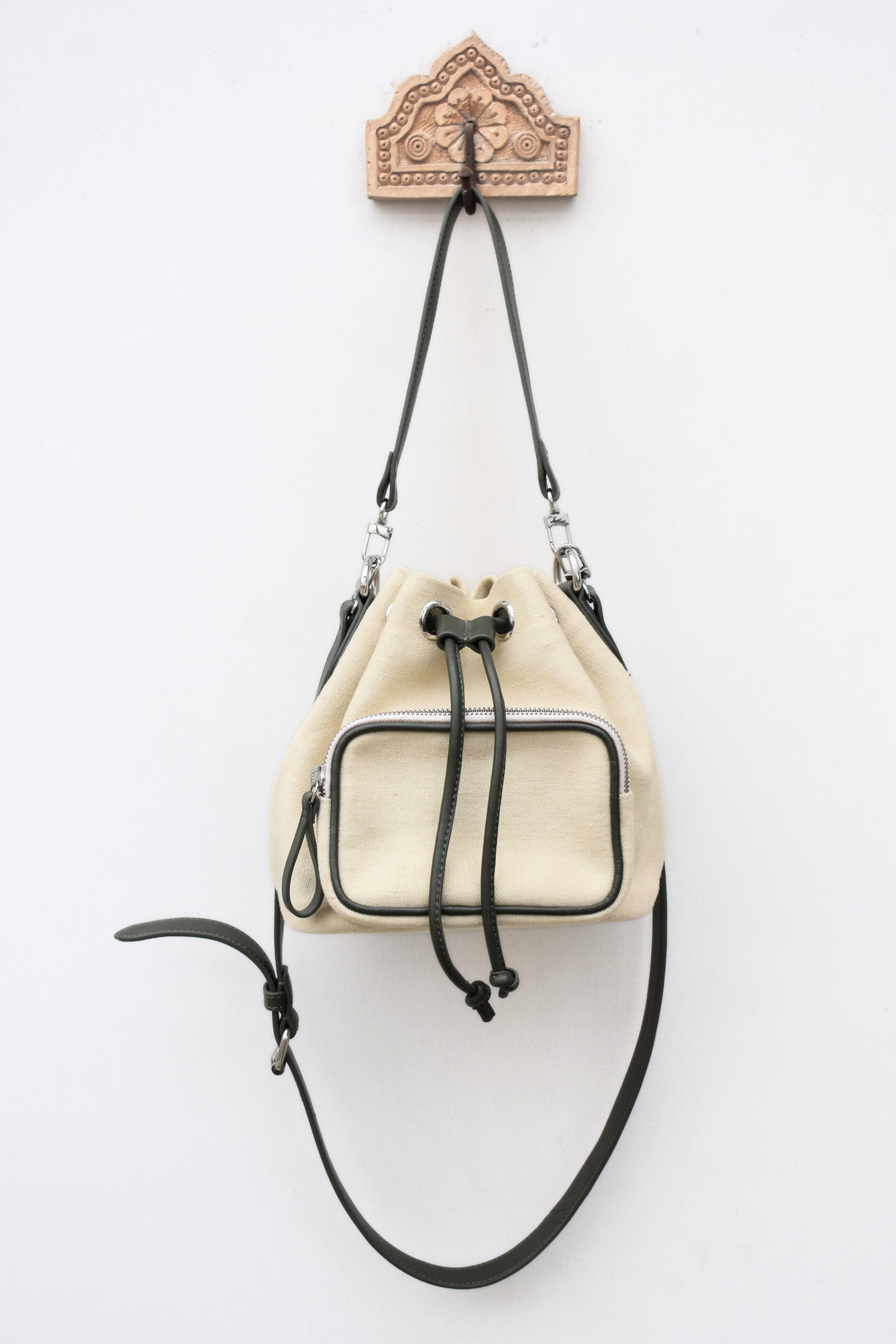 Drawstring Leather Handbag