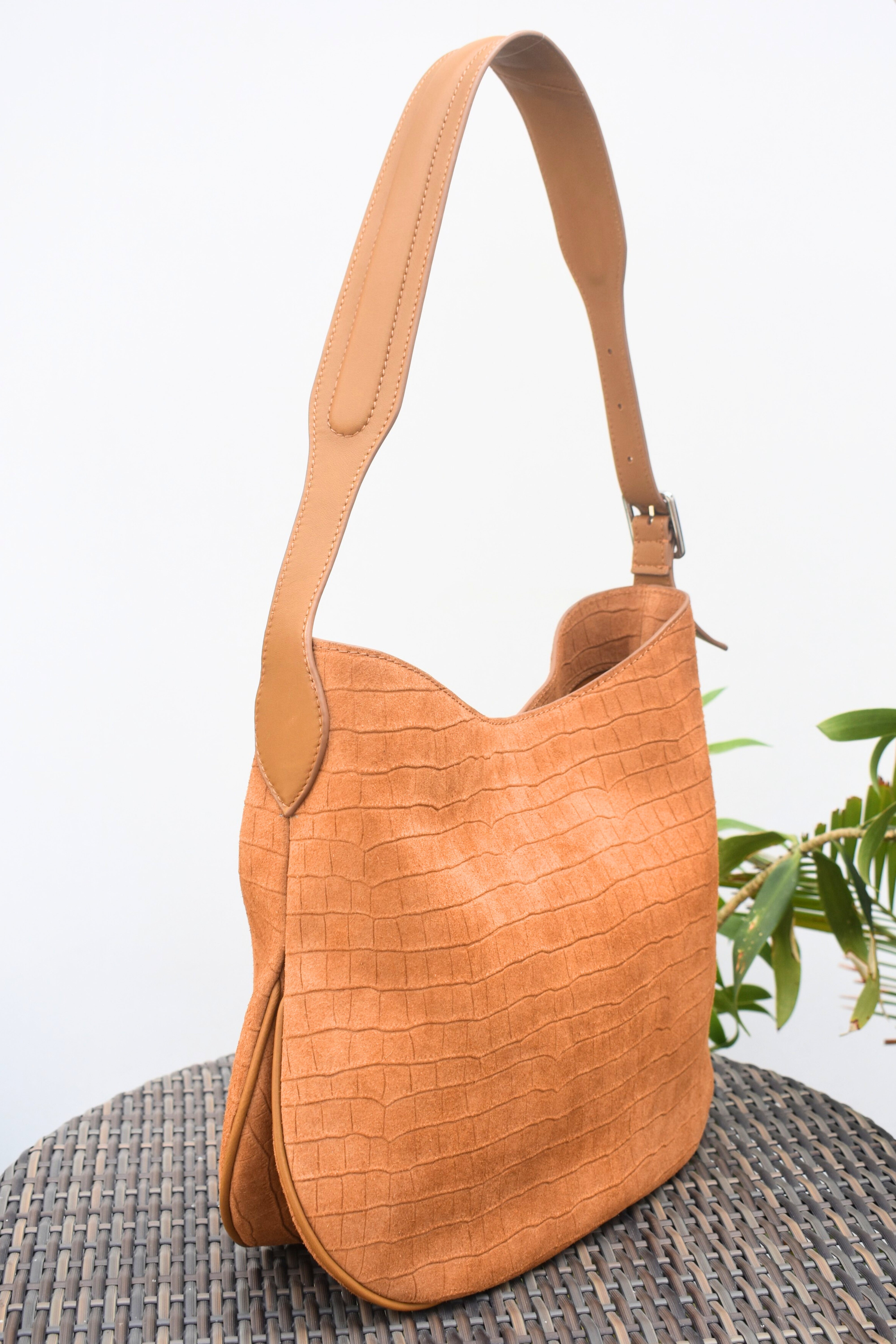 Caramel Croc Suede Bag