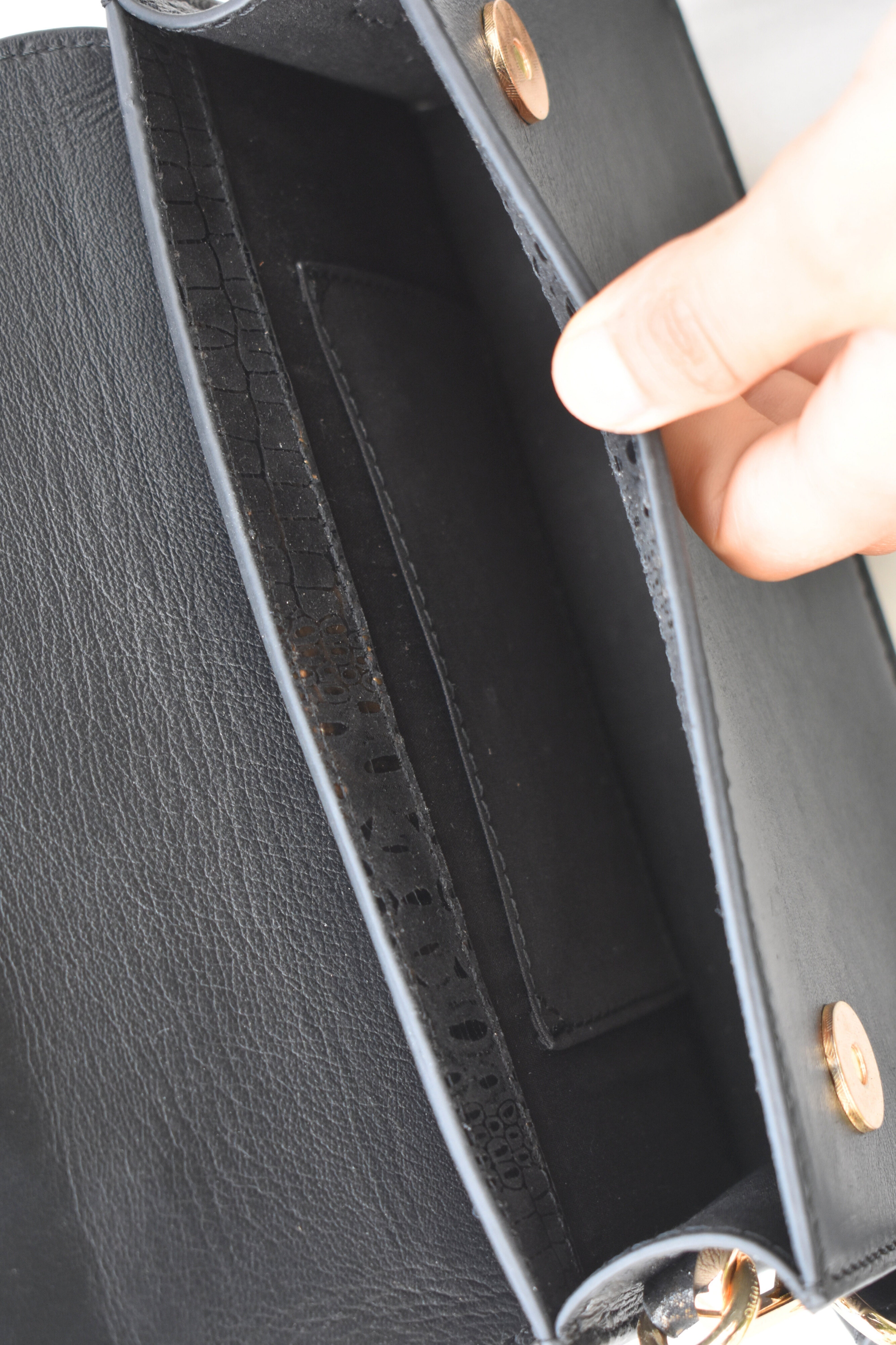 Croc-Embossed Leather Handbag