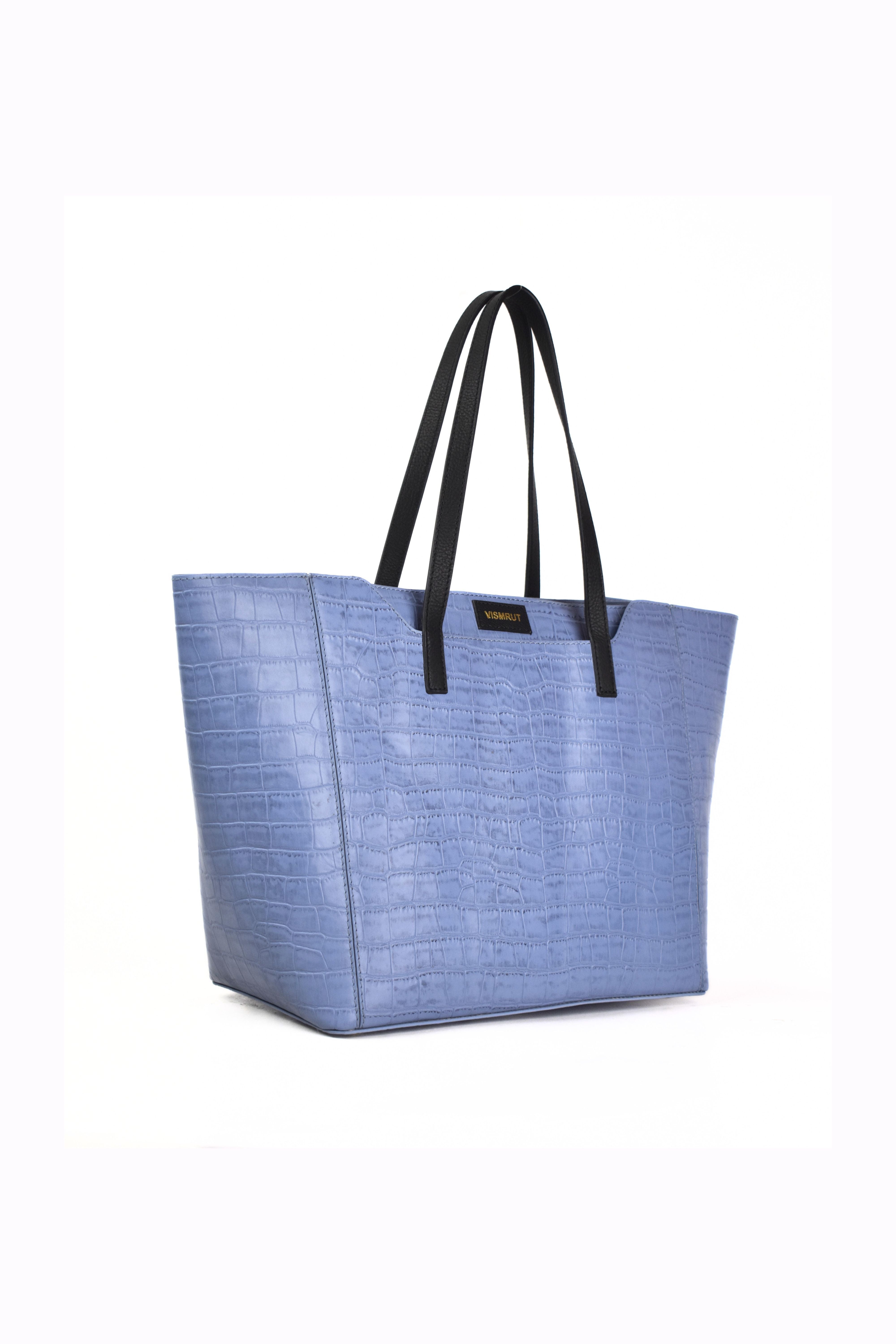 Azure Croco Luxe Tote