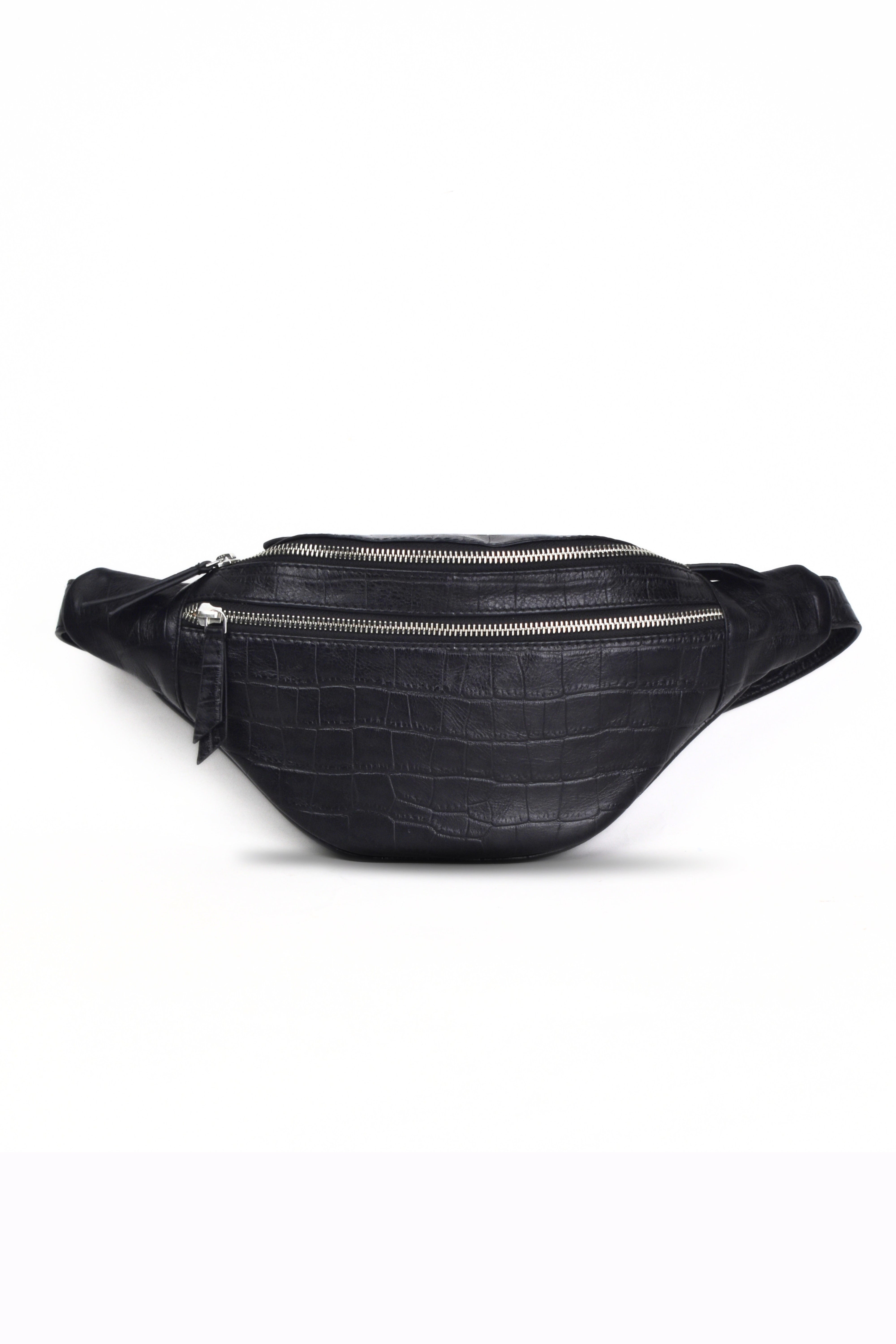 Noir Croc Fanny Bag