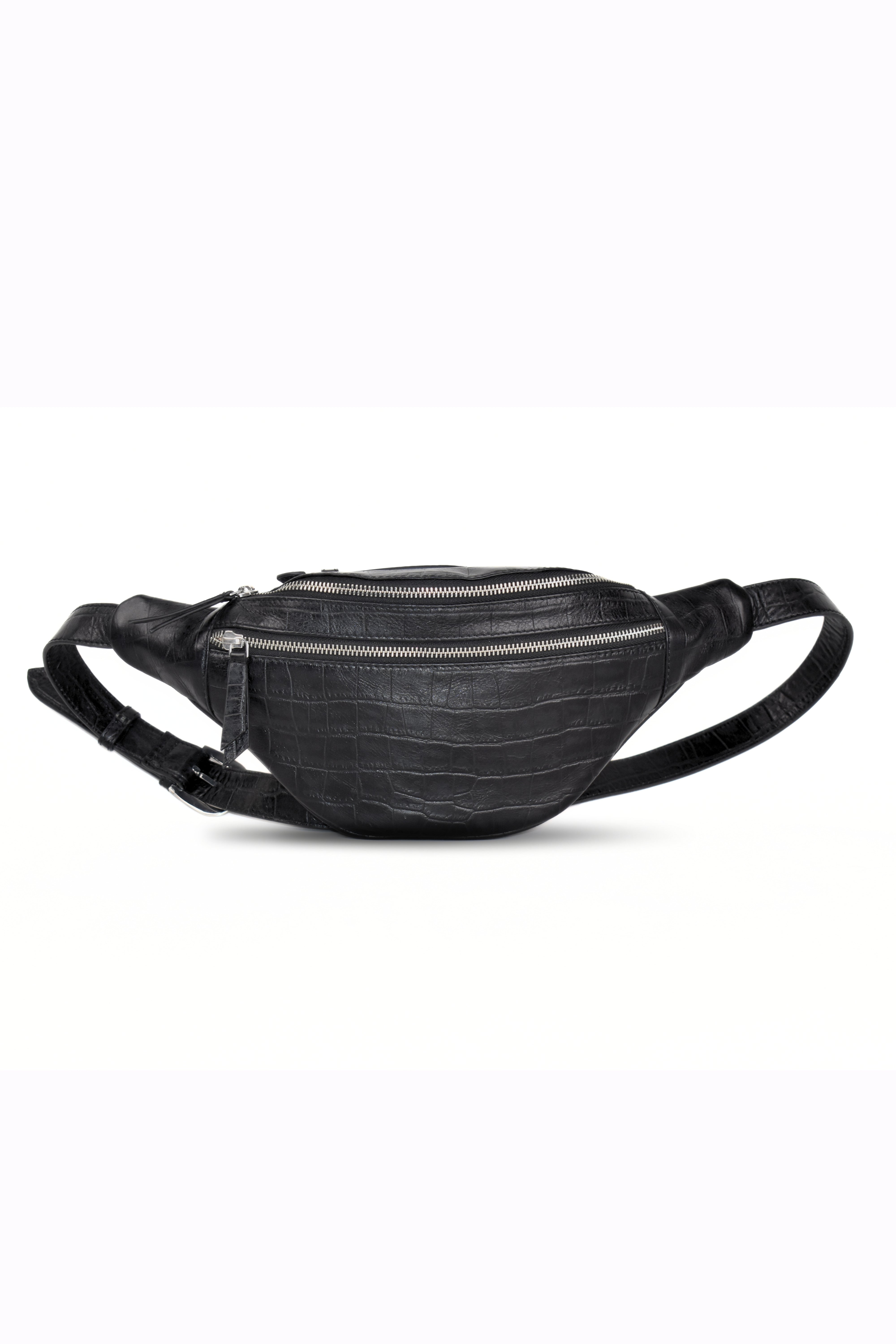 Noir Croc Fanny Bag